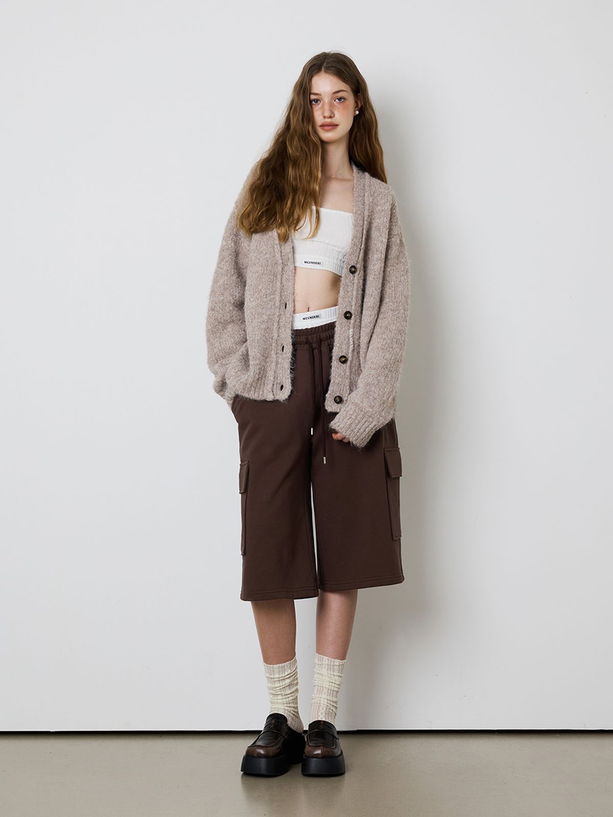 민더리(MEENDERI) [UNISEX] BARTACK STITCH POCKET SHORTS - BROWN