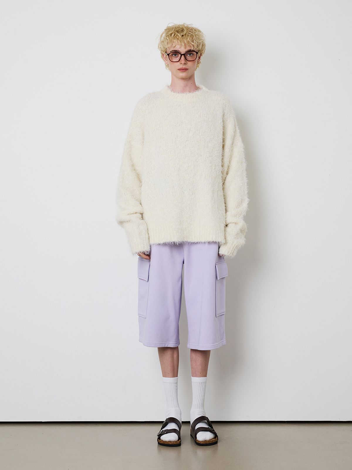 민더리(MEENDERI) [UNISEX] BARTACK STITCH POCKET SHORTS - LAVENDER