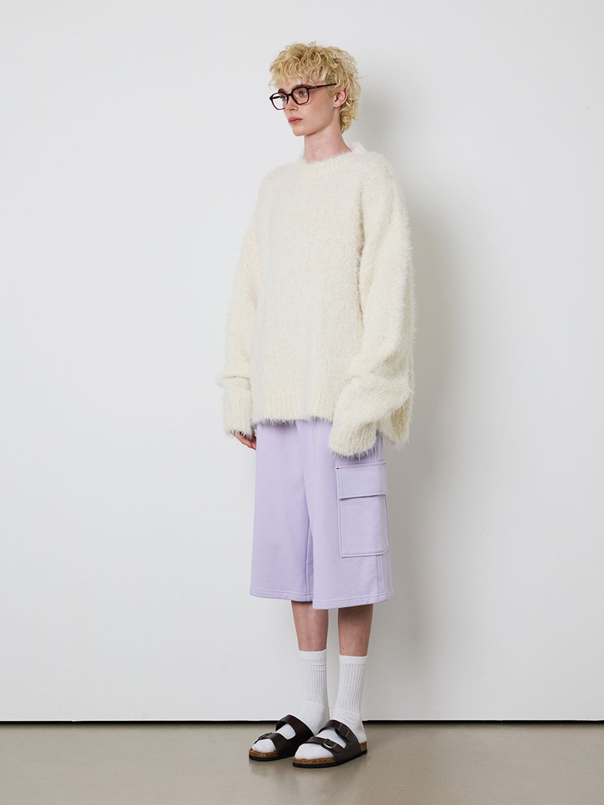 민더리(MEENDERI) [UNISEX] BARTACK STITCH POCKET SHORTS - LAVENDER