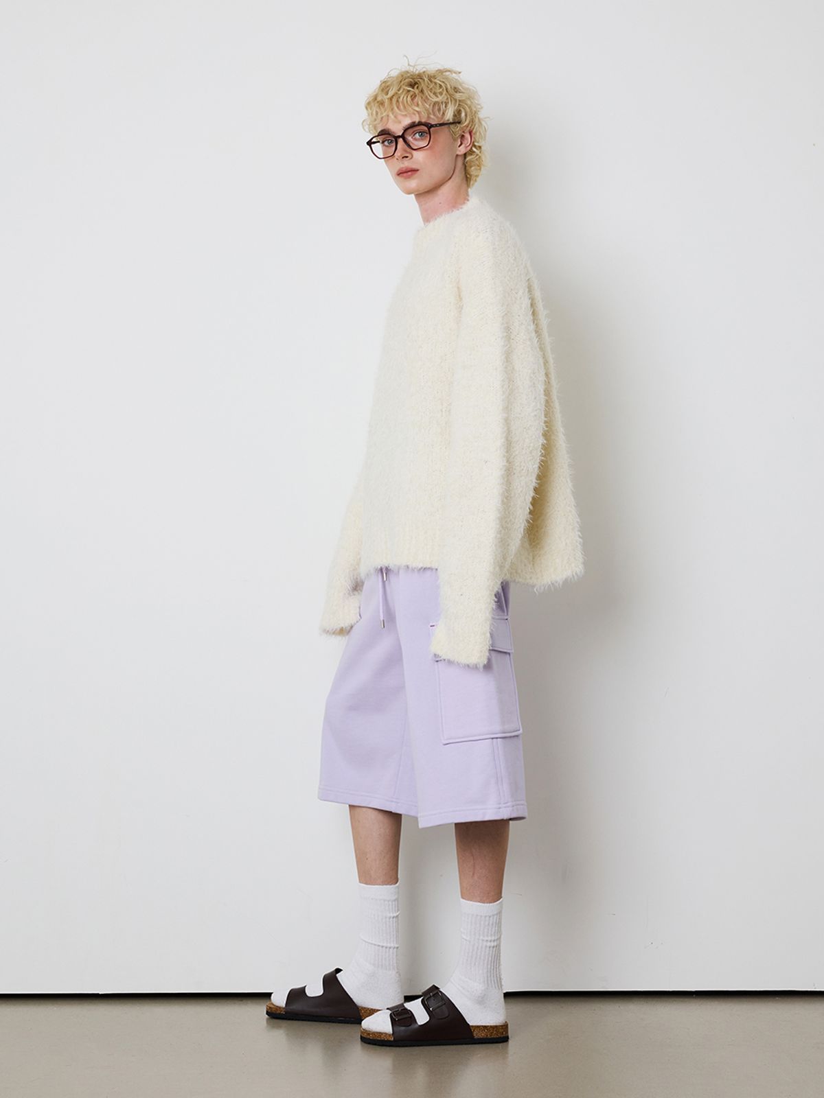 민더리(MEENDERI) [UNISEX] BARTACK STITCH POCKET SHORTS - LAVENDER