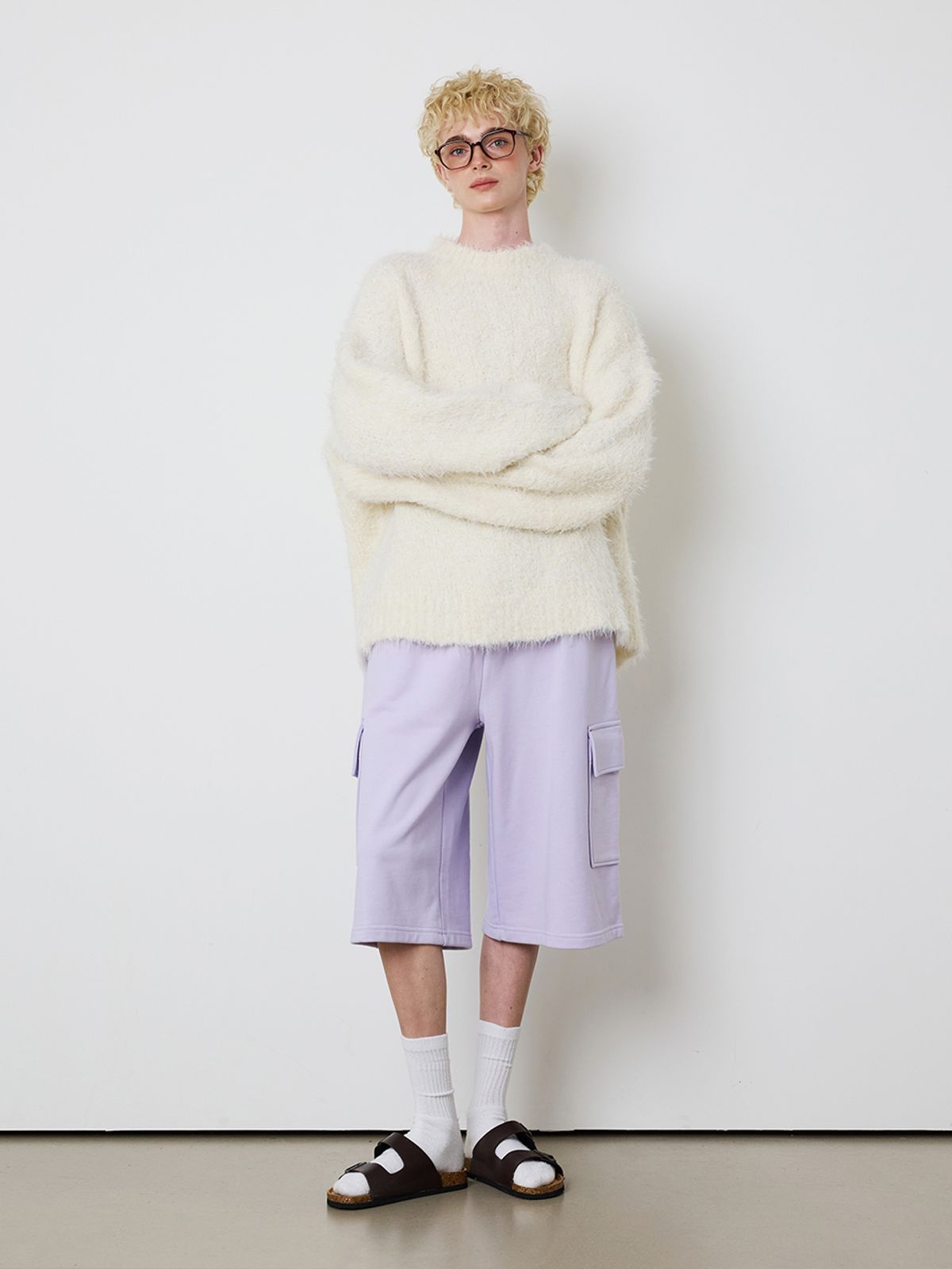 민더리(MEENDERI) [UNISEX] BARTACK STITCH POCKET SHORTS - LAVENDER