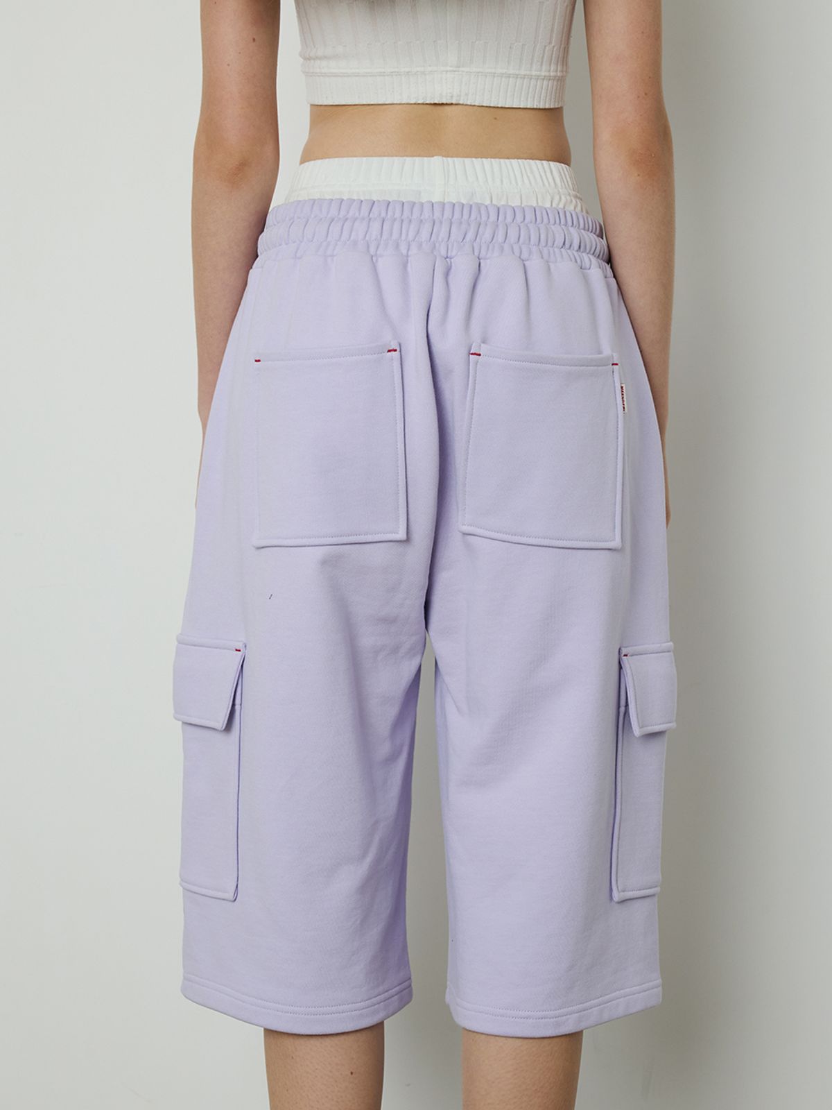민더리(MEENDERI) [UNISEX] BARTACK STITCH POCKET SHORTS - LAVENDER
