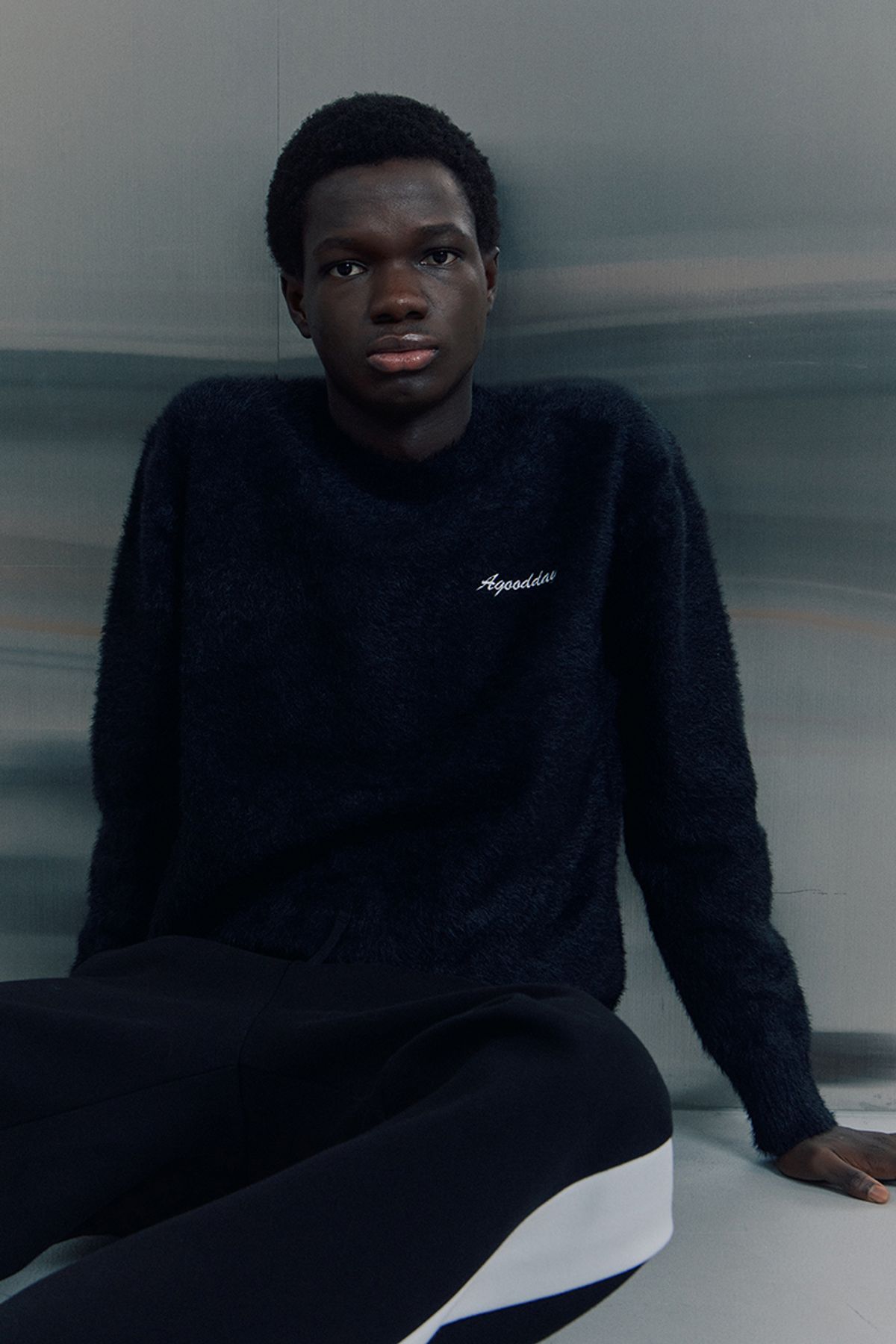 어굿데이(AGOODDAY) [UNISEX]  BISCOUS ROUND KNIT (black)