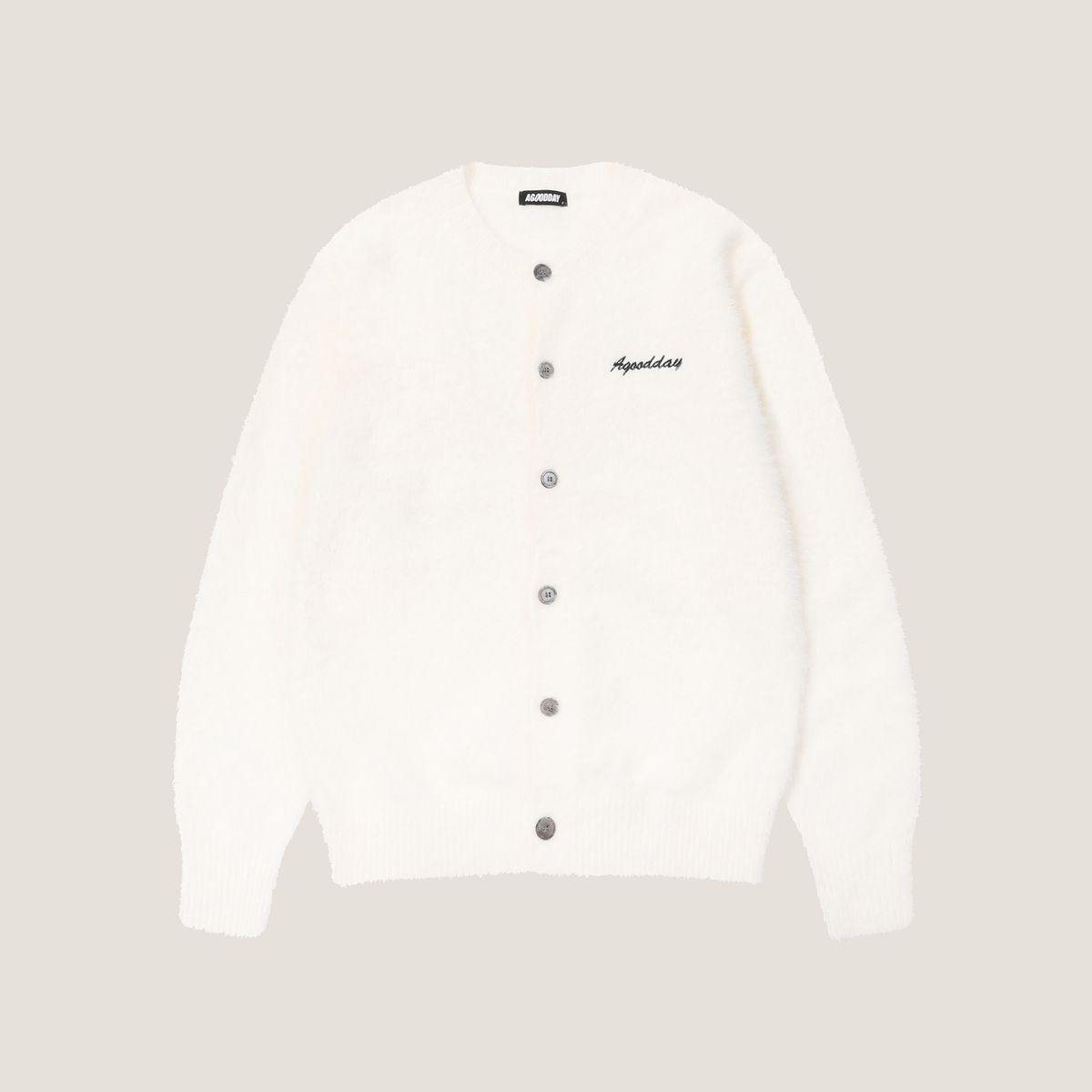 어굿데이(AGOODDAY) [UNISEX]  BISCOUS ROUND CARDIGUN (white)