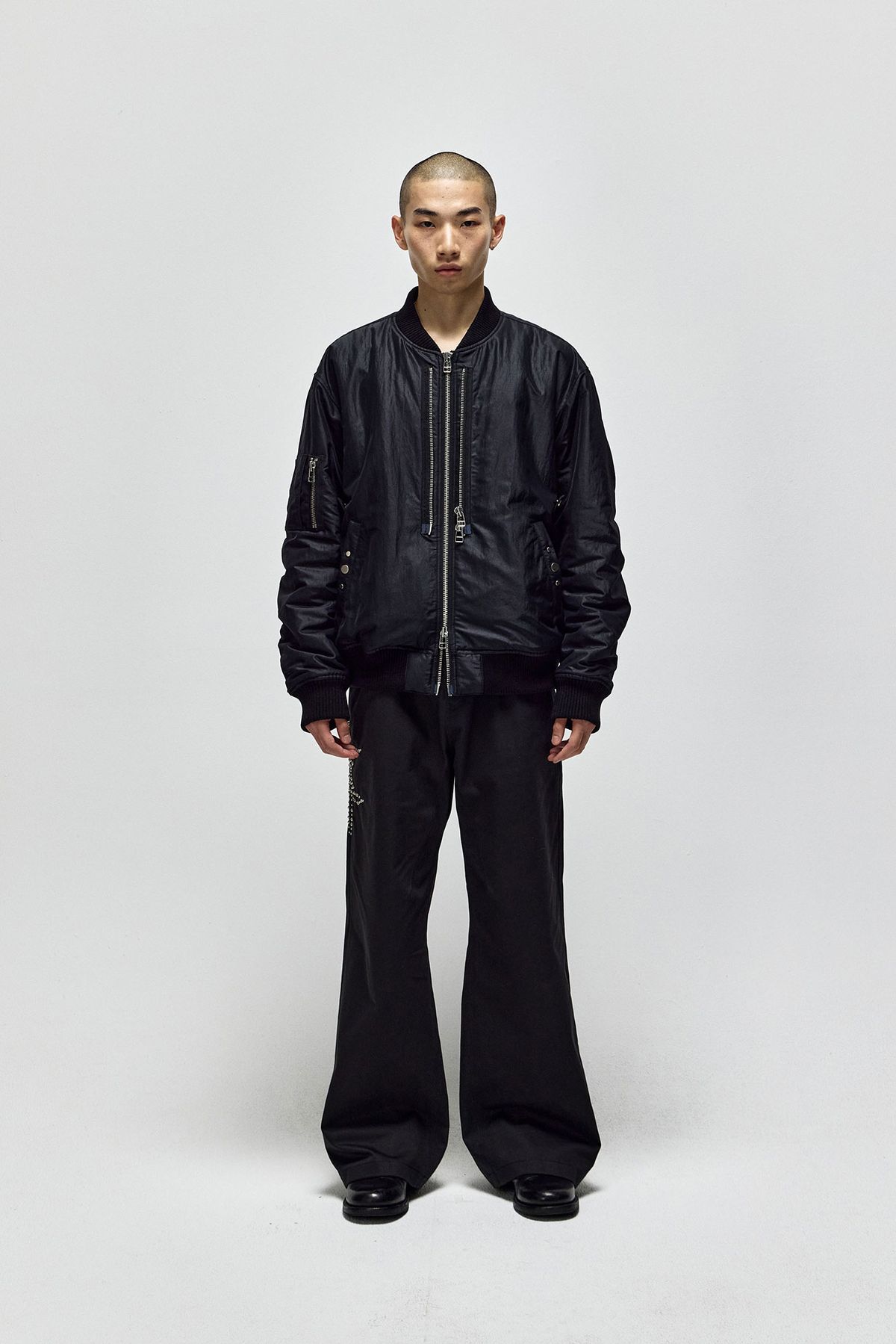 서피스에디션(SURFACE EDITION) DOUBLE ZIP NYLON BOMBER_BLACK