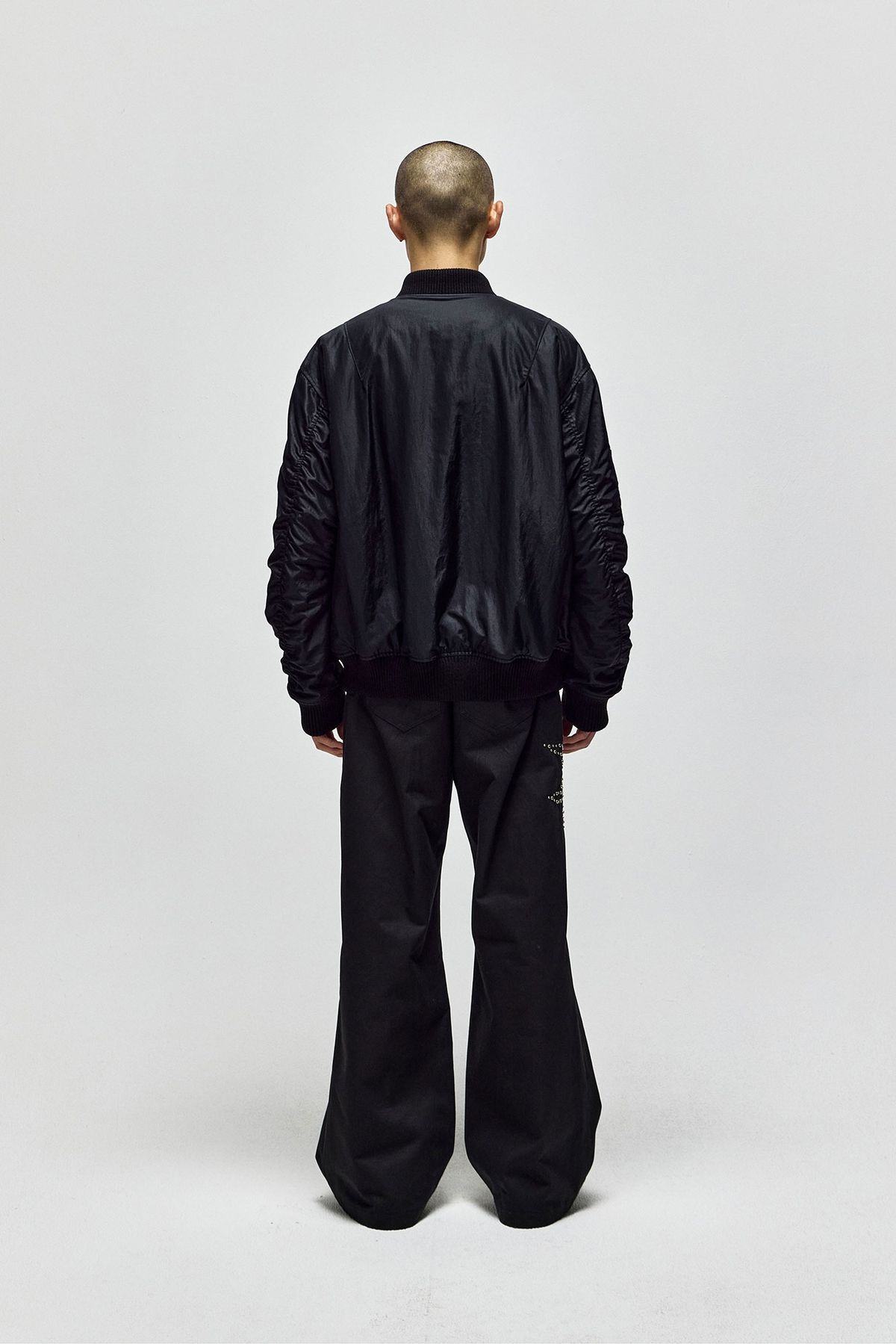 서피스에디션(SURFACE EDITION) DOUBLE ZIP NYLON BOMBER_BLACK