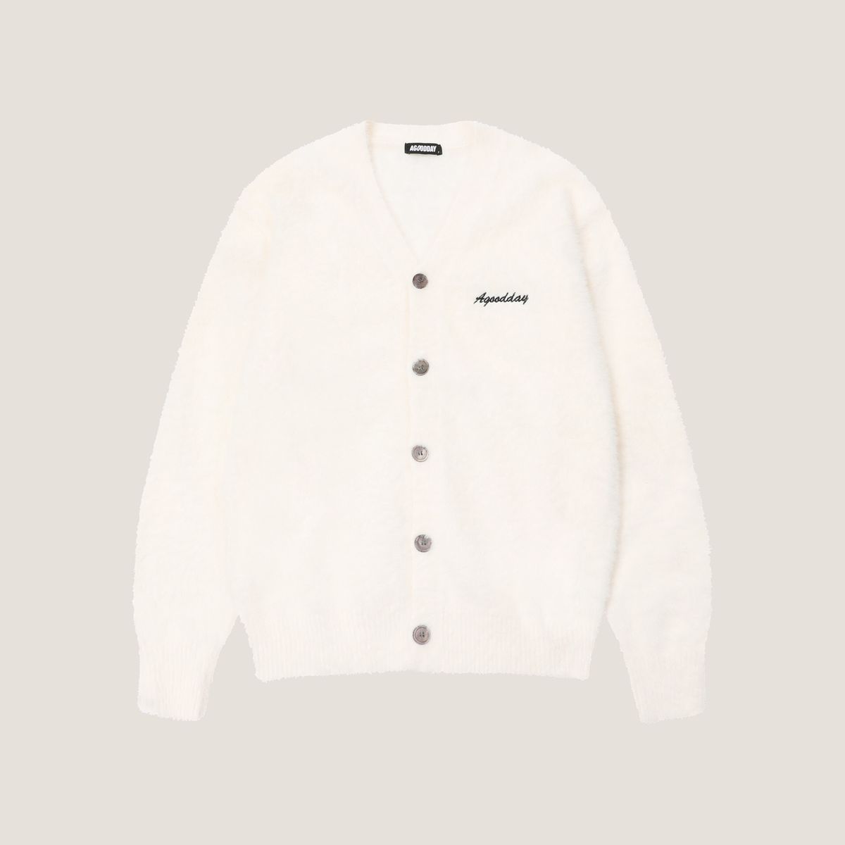 어굿데이(AGOODDAY) [UNISEX]  BISCOUS V-NECK CARDIGUN (white)