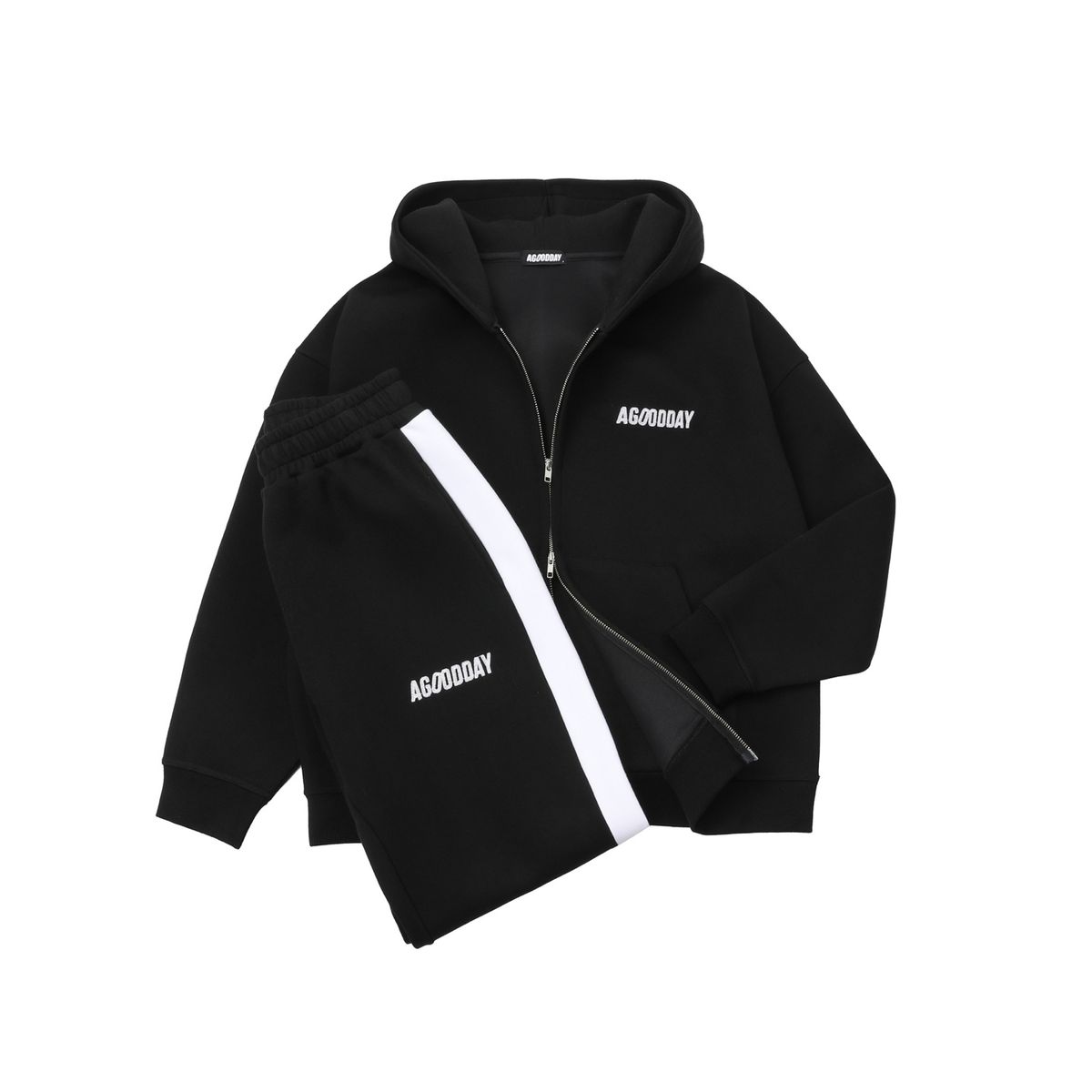 어굿데이(AGOODDAY) [UNISEX]  BELLUNA HOODIE ZIPUP (black)