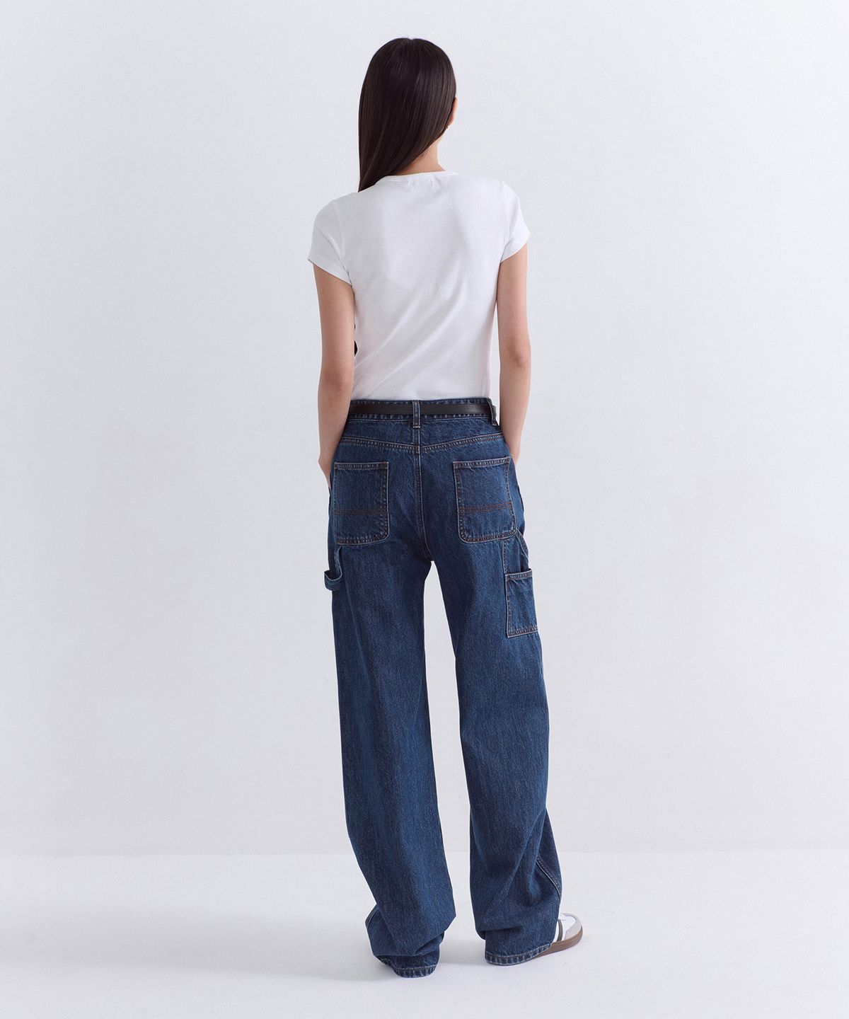 무신사 스탠다드 우먼(MUSINSA STANDARD WOMAN) 우먼즈 데님 더블 니 카펜터 팬츠 [미디엄 인디고]
