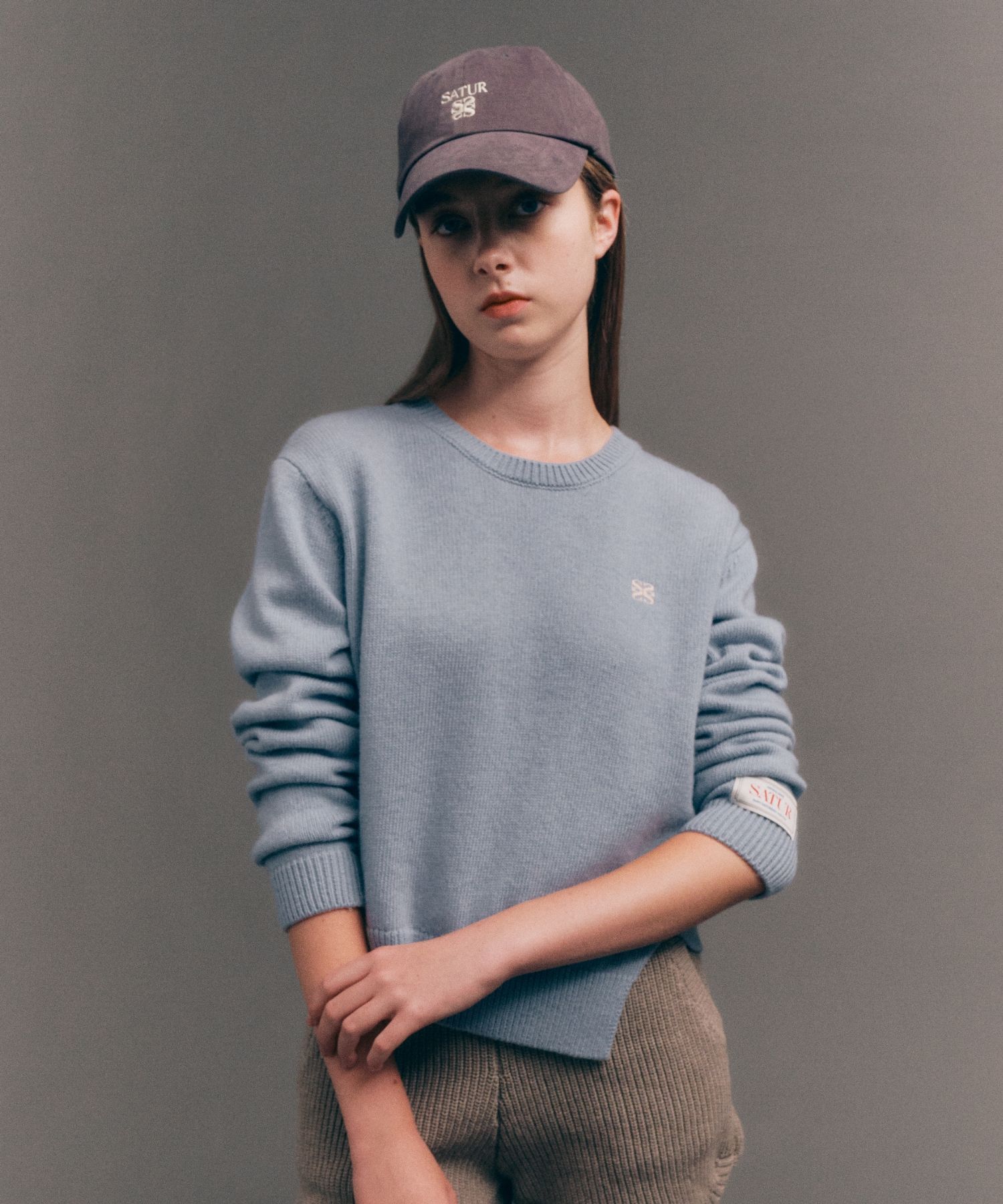 ◆SATUR◆ Dublin unbalanced cashmere blend knit ice blue SA2 MUSINSA | SATUR Dublin Unbalanced Cashmere Blend Knit Ice Blue