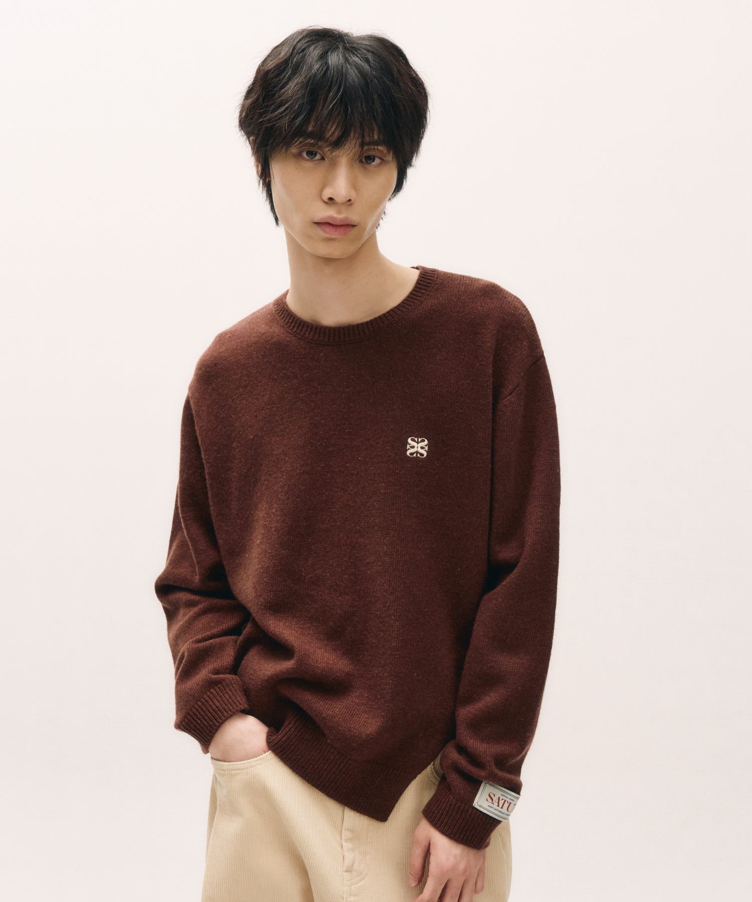 ◆SATUR◆ Dublin unbalanced cashmere blend knit brick brown MUSINSA | SATUR Dublin Unbalanced Cashmere Blend Knit Brick