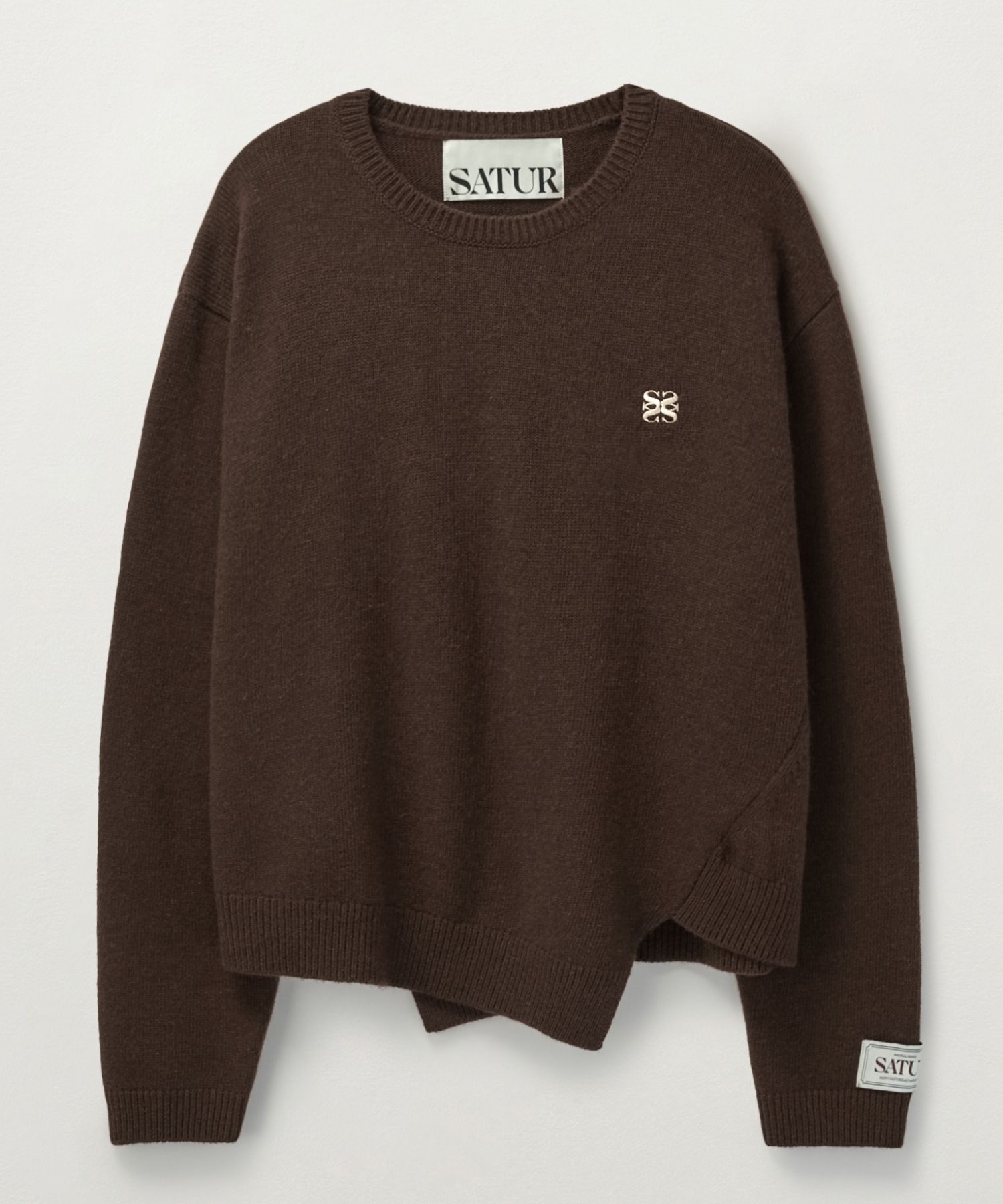 ◆SATUR◆ Dublin unbalanced cashmere blend knit brick brown MUSINSA | SATUR Dublin Unbalanced Cashmere Blend Knit Brick