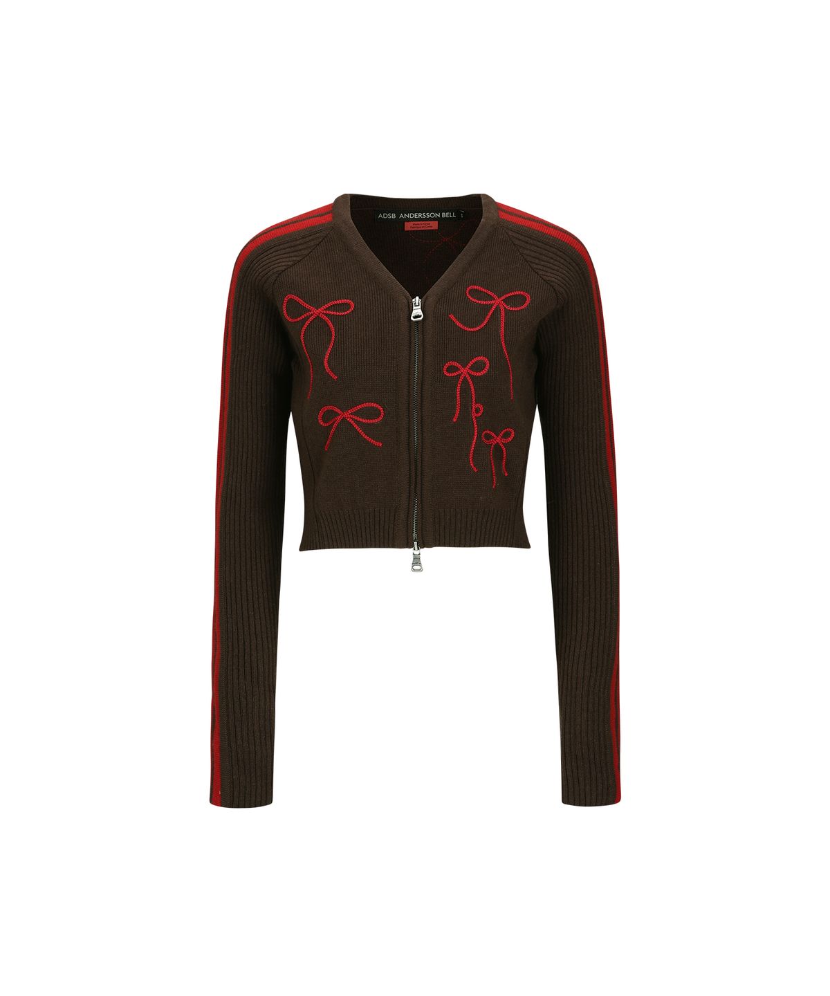 앤더슨벨(ADSB ANDERSSON BELL) 리본 엠브로이더리 니트 가디건 atb1197w(RED)