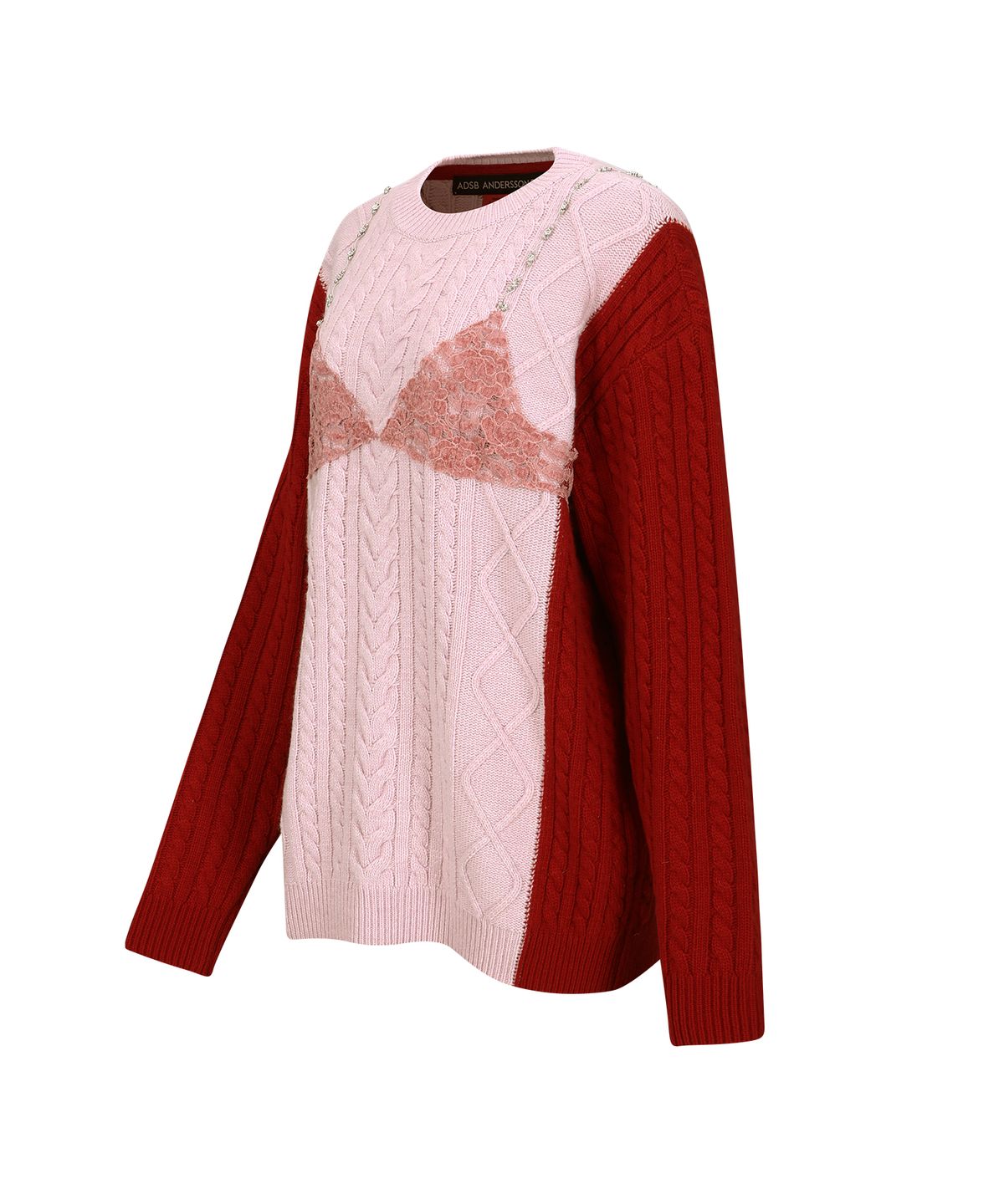 앤더슨벨(ADSB ANDERSSON BELL) 레이스 란제리 보이프렌드핏 니트 atb1183w(PINK)