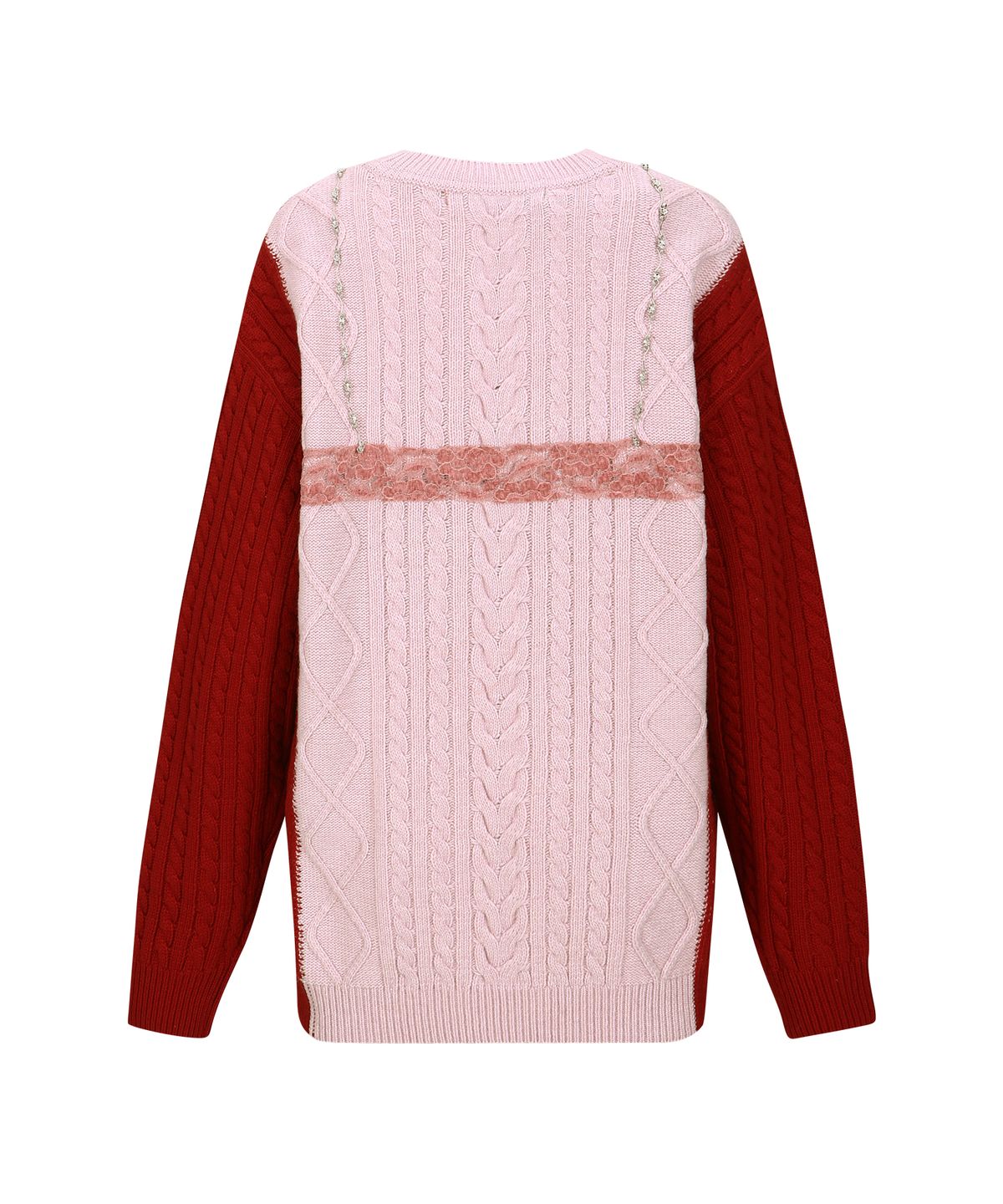 앤더슨벨(ADSB ANDERSSON BELL) 레이스 란제리 보이프렌드핏 니트 atb1183w(PINK)