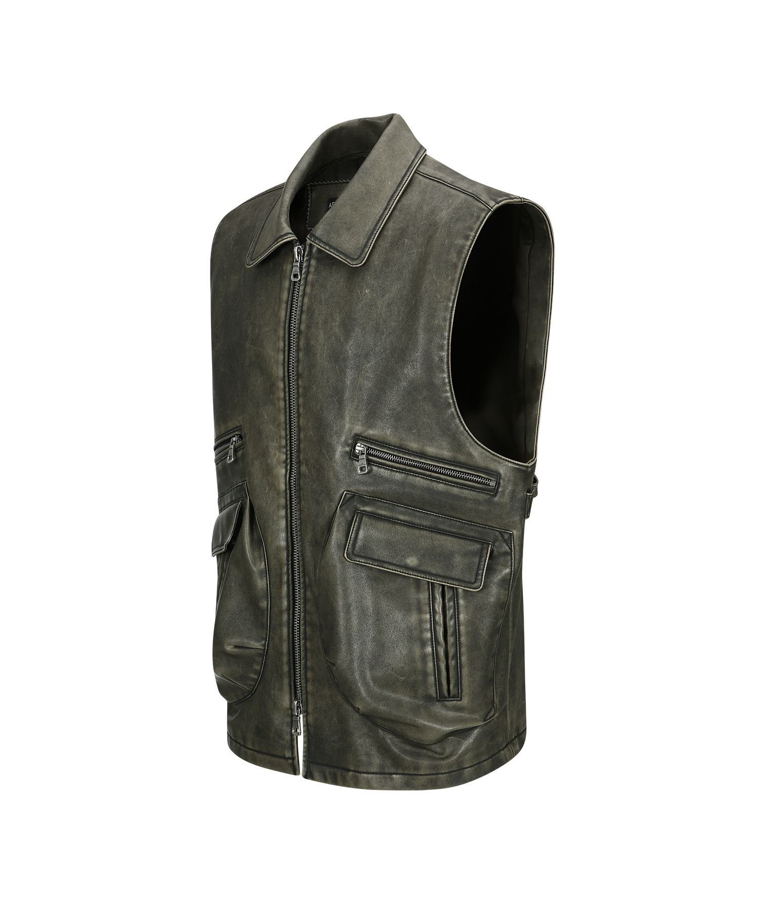ダウンベスト [ANDERSSON BELL] UNISEX ETNA FAUX LEATHER VEST awa651u Andersson Bell Etna Faux Leather Vest Jacket in Brown | SVD