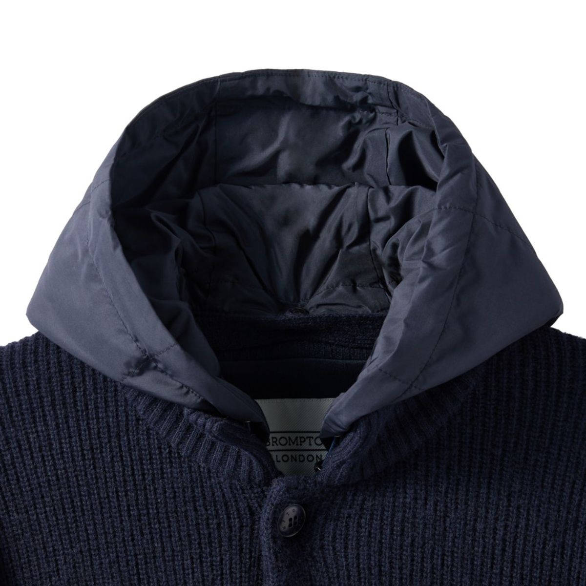 브롬톤 런던(BROMPTON LONDON) HOOD DETACHABLE HYBRID CARDIGAN  - NAVY (P244UCD403)