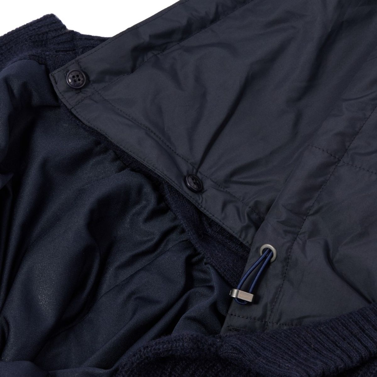 브롬톤 런던(BROMPTON LONDON) HOOD DETACHABLE HYBRID CARDIGAN  - NAVY (P244UCD403)