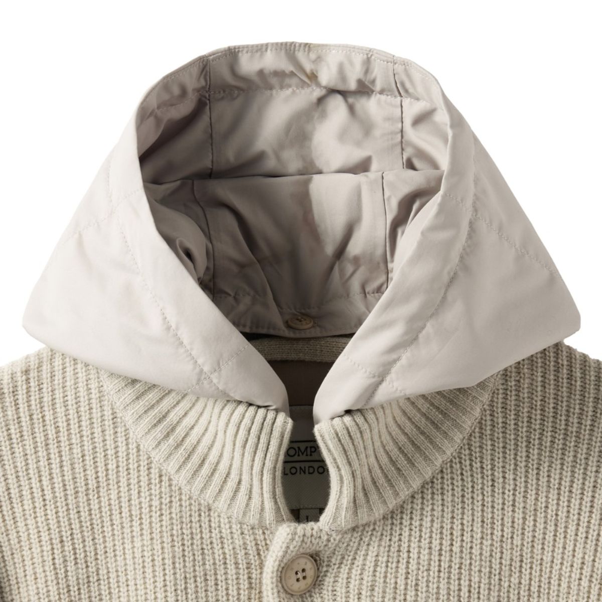 브롬톤 런던(BROMPTON LONDON) HOOD DETACHABLE HYBRID CARDIGAN  - L/BEIGE (P244UCD403)