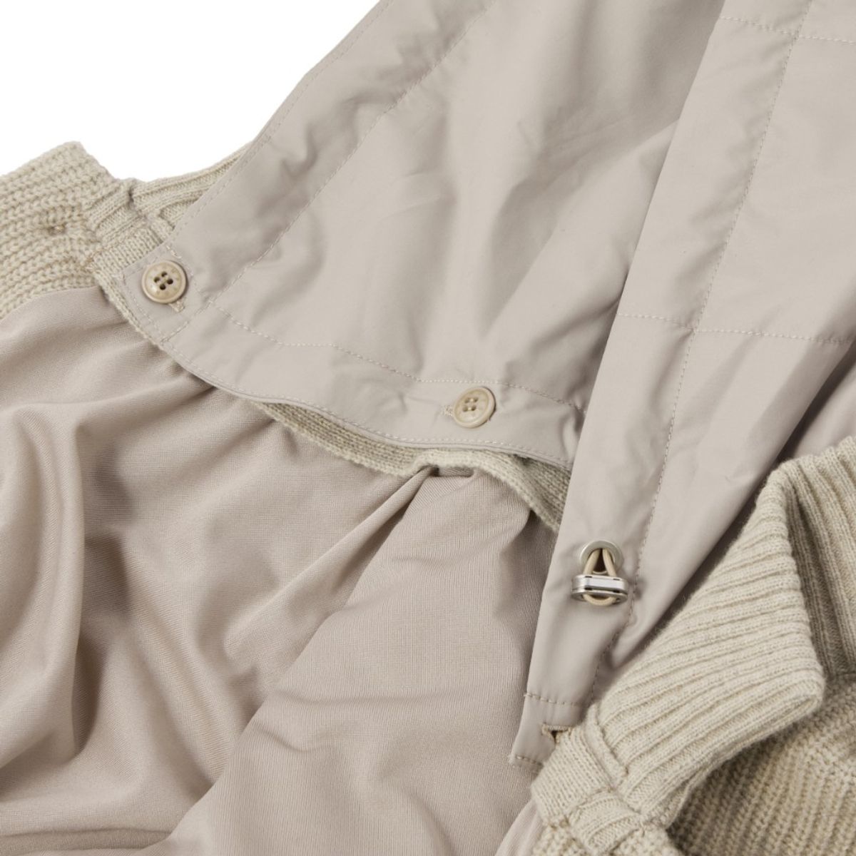 브롬톤 런던(BROMPTON LONDON) HOOD DETACHABLE HYBRID CARDIGAN  - L/BEIGE (P244UCD403)