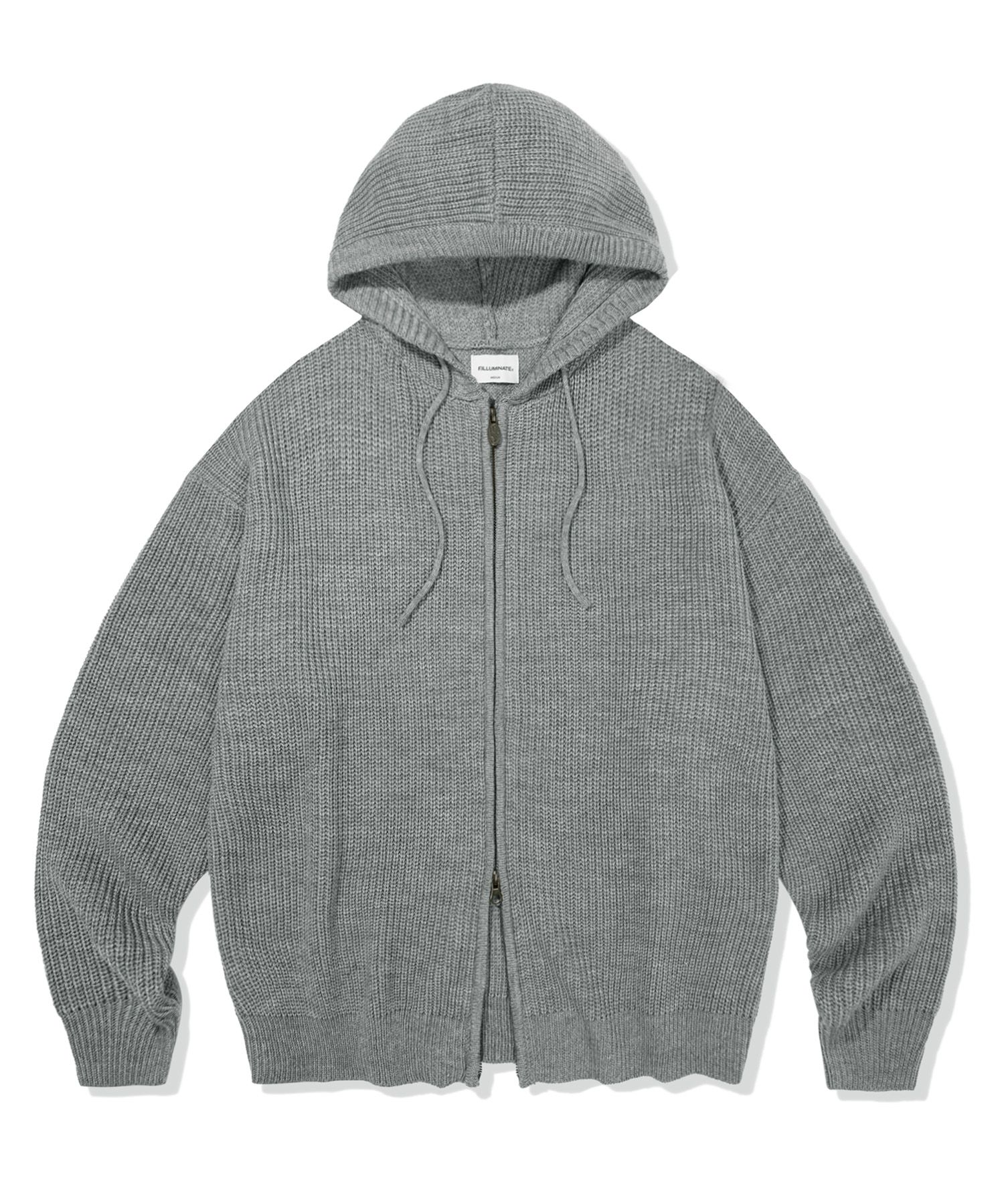 MUSINSA | FILLUMINATE Subdued Knit Hoodie Zip-Up - Grey