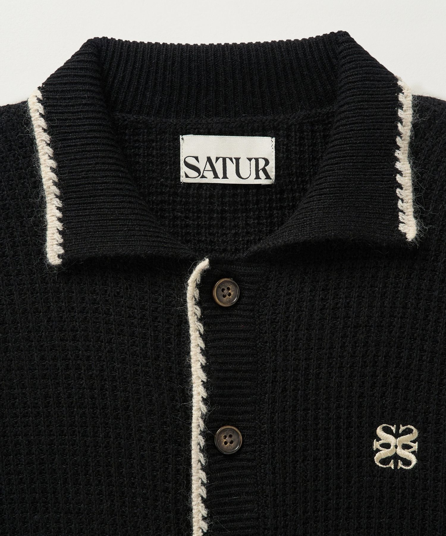 MUSINSA | SATUR (W) Bluff Raccoon Collar Knit Cardigan Black