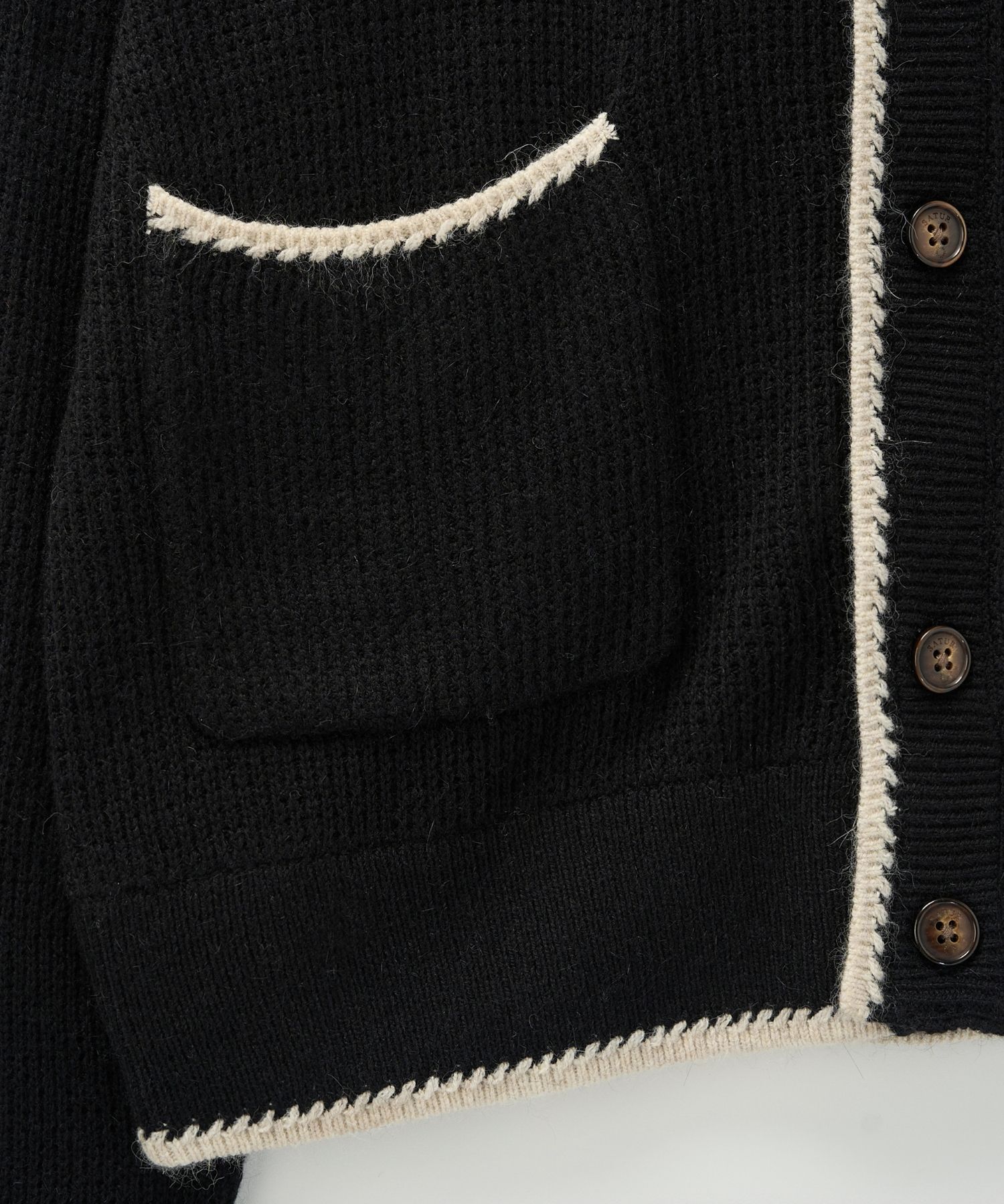 MUSINSA | SATUR Bluff Raccoon Collar Knit Cardigan Black