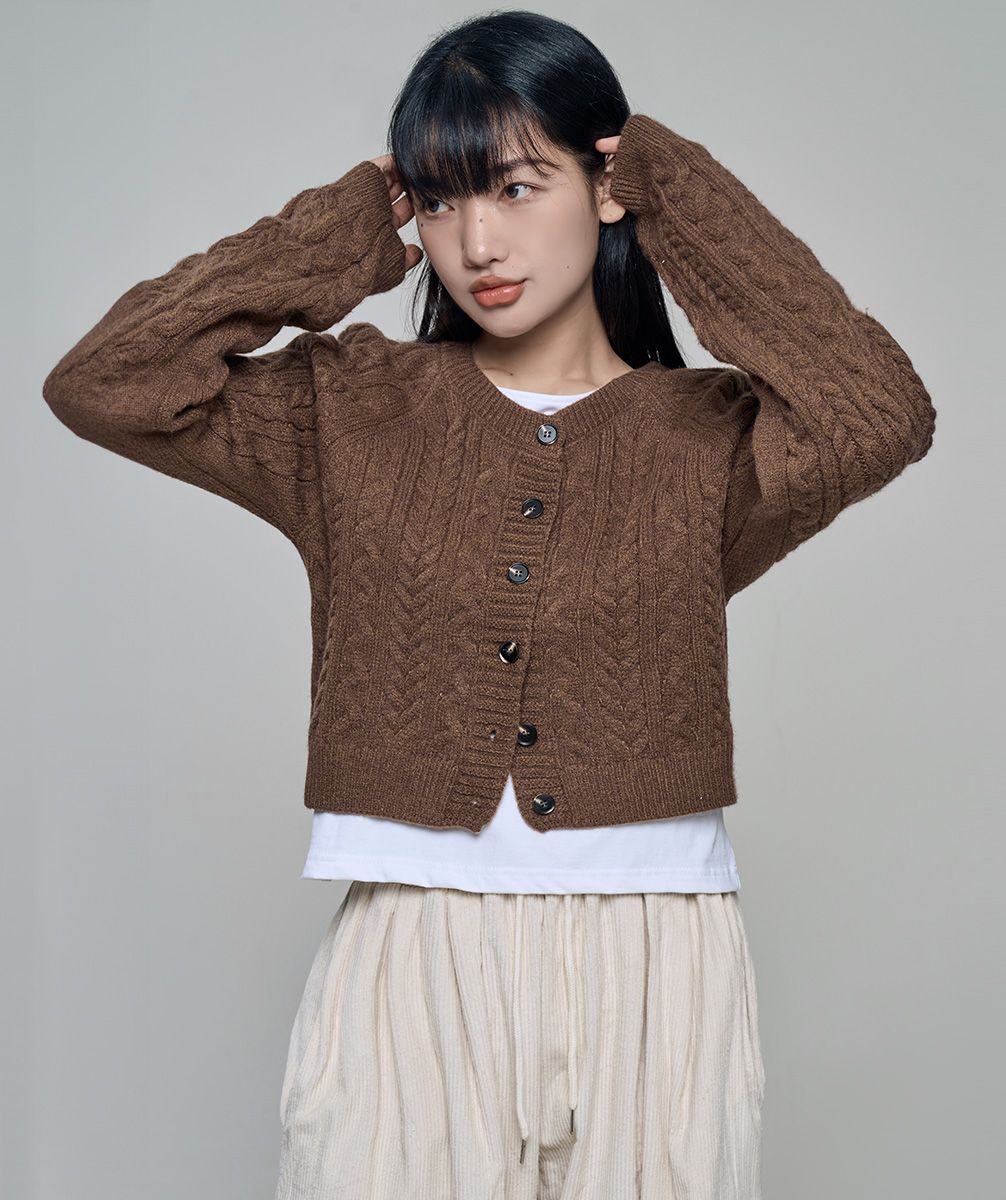 Moriss ブラウン カーディガン MUSINSA公式 | CHICKS ユーズケーブルカーディガン ブラウン