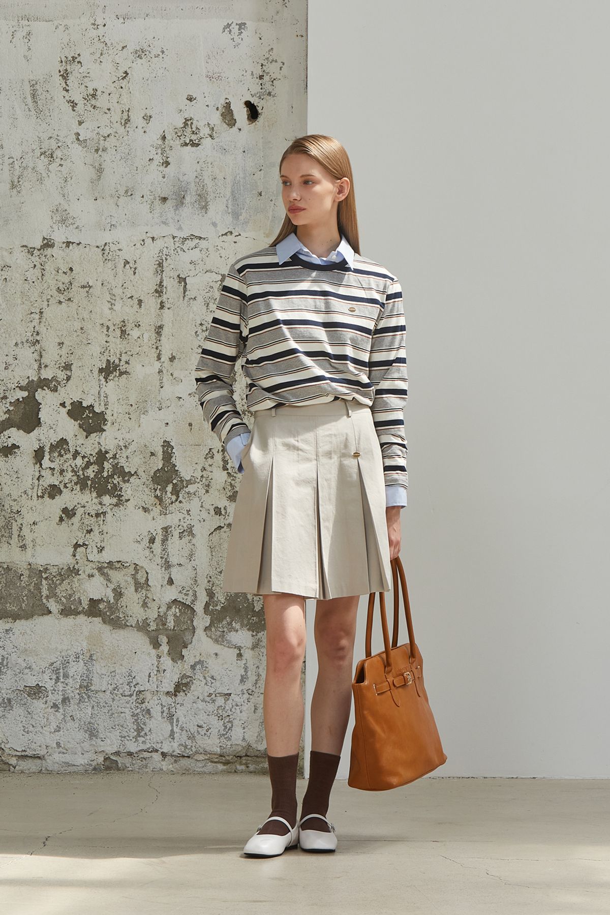 아노에틱(ANOETIC) FORMAL PLEATSW SKIRT_LIGHT GREY
