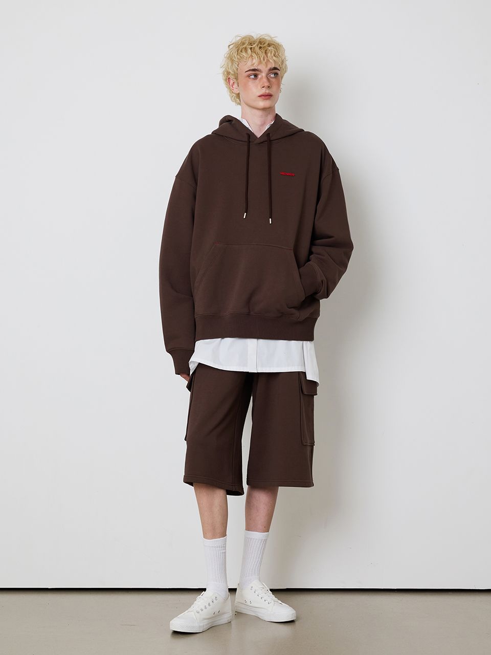 ★MEENDERI★BARTACK STITCH HOODIE - BROWN★正規品送/直料込 MUSINSA | MEENDERI [UNISEX] BARTACK STITCH HOODIE - BROWN