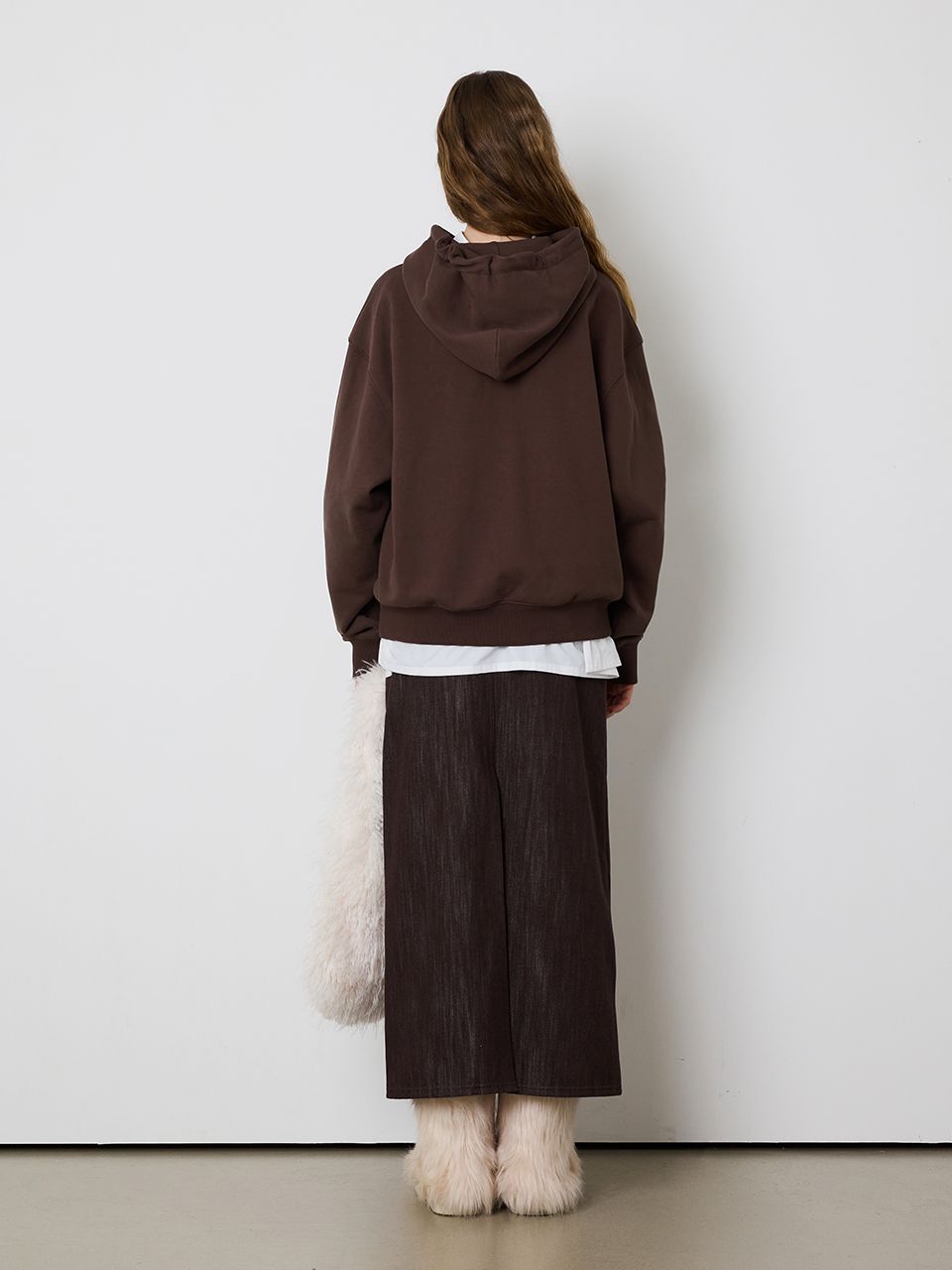 MUSINSA | MEENDERI [UNISEX] BARTACK STITCH HOODIE - BROWN