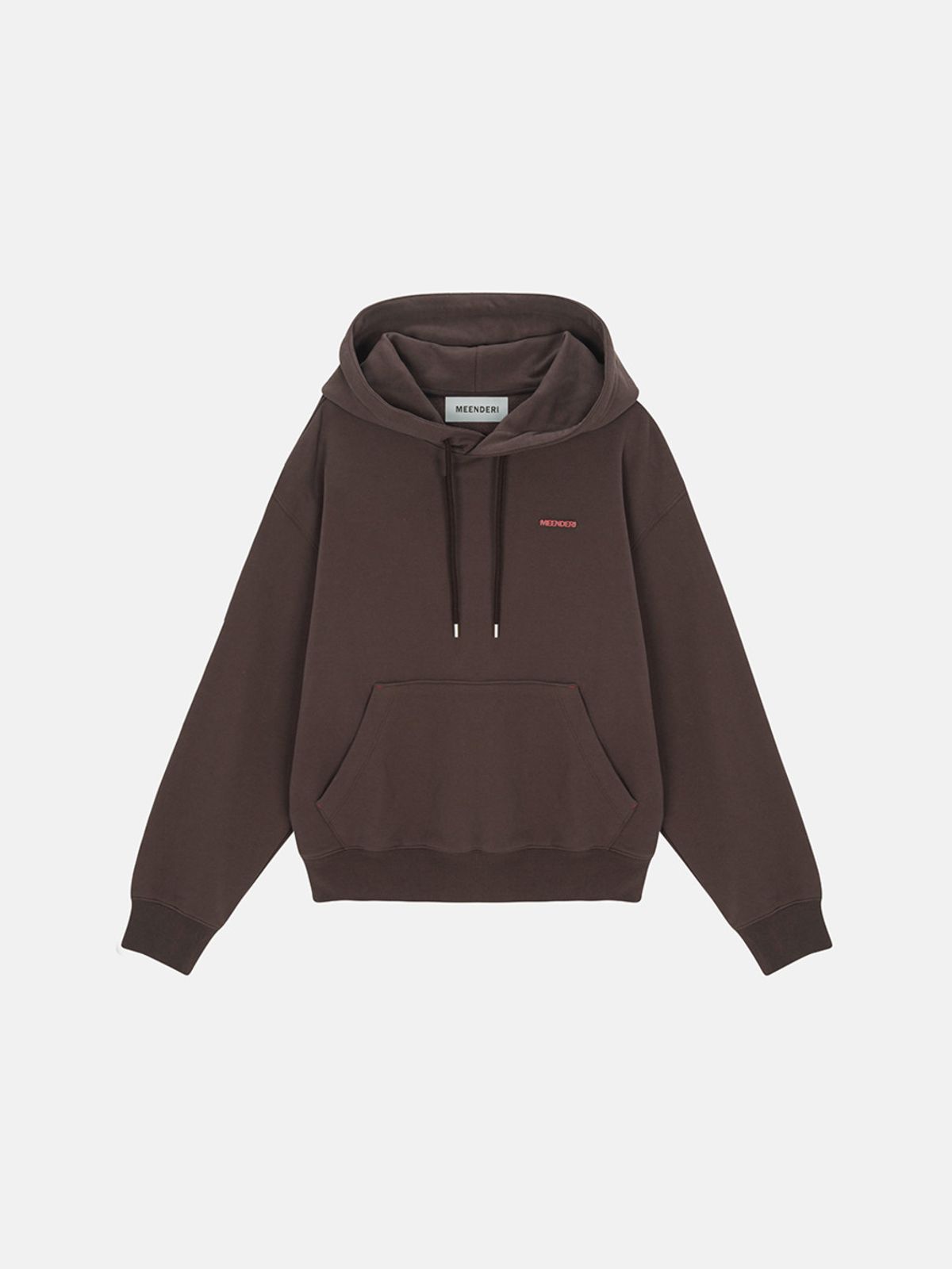민더리(MEENDERI) [UNISEX] BARTACK STITCH HOODIE - BROWN