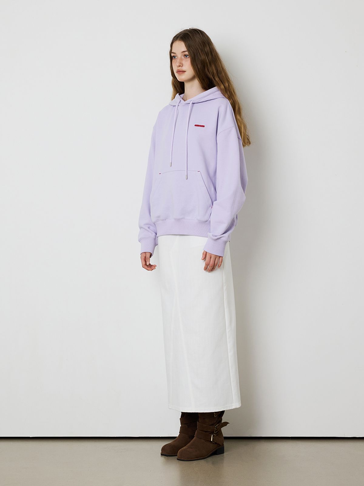 민더리(MEENDERI) [UNISEX] BARTACK STITCH HOODIE - LAVENDER