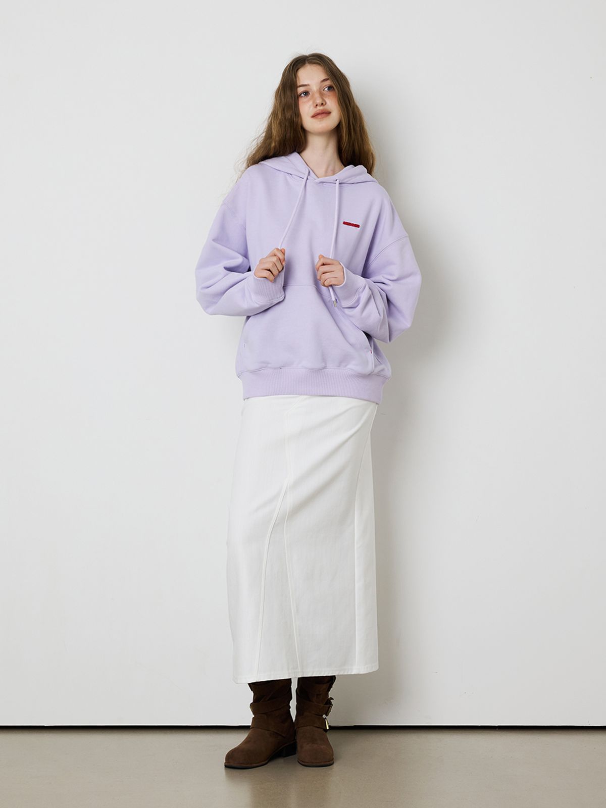 민더리(MEENDERI) [UNISEX] BARTACK STITCH HOODIE - LAVENDER