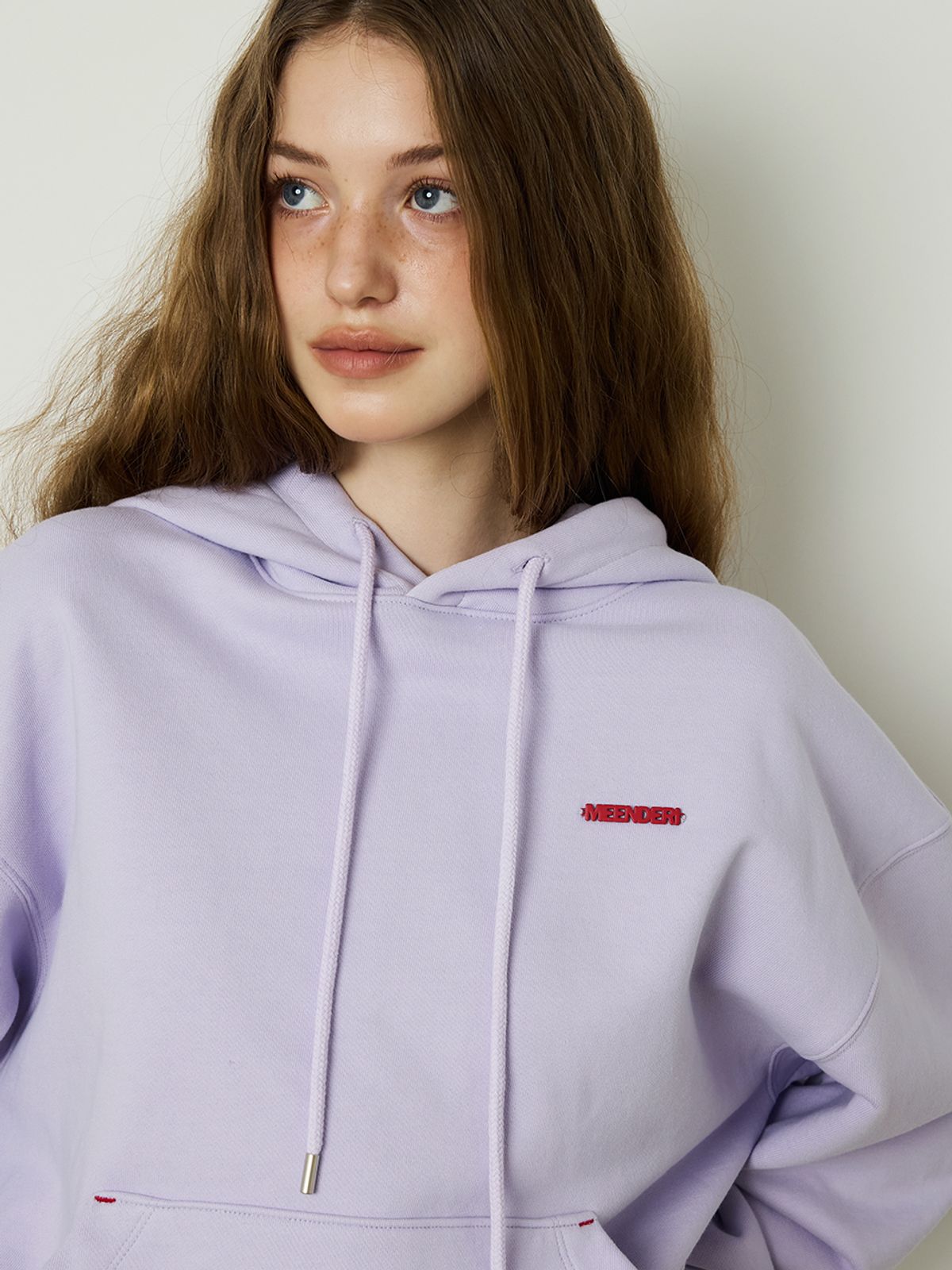 민더리(MEENDERI) [UNISEX] BARTACK STITCH HOODIE - LAVENDER