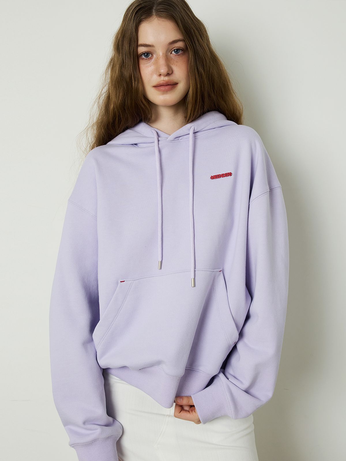 민더리(MEENDERI) [UNISEX] BARTACK STITCH HOODIE - LAVENDER
