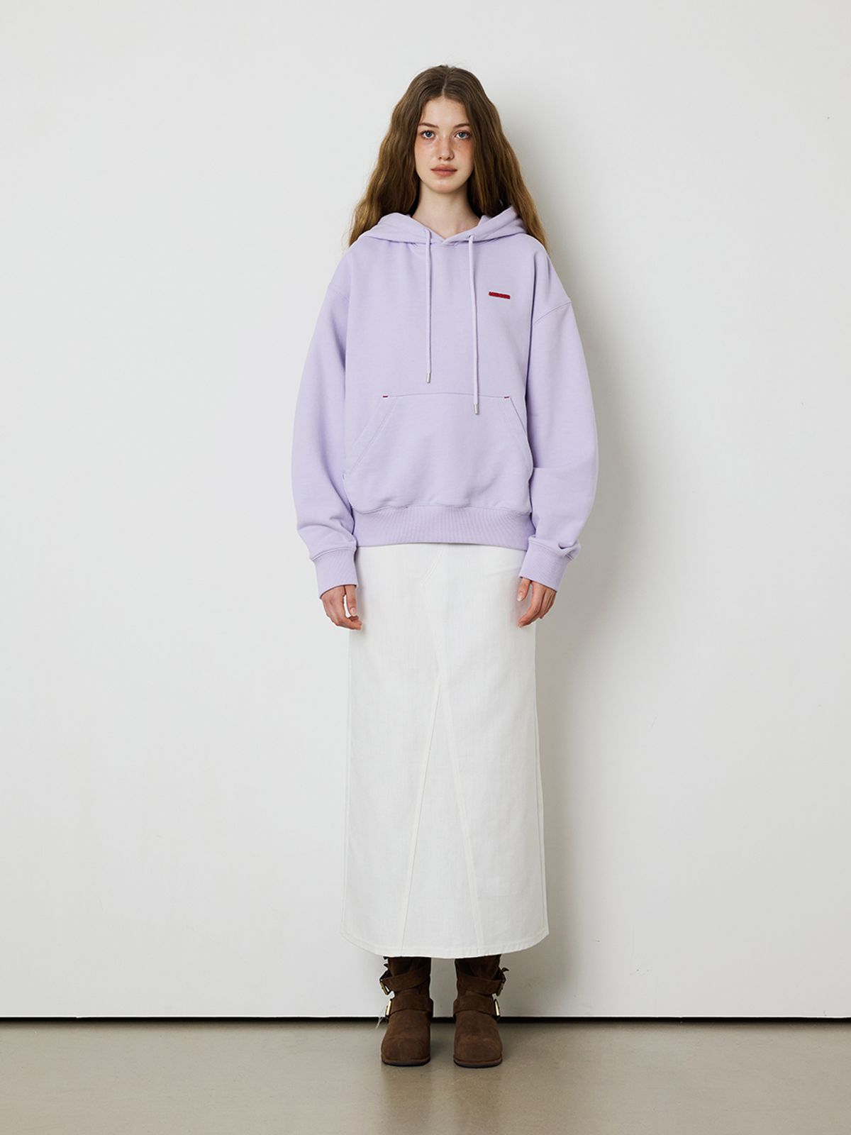 민더리(MEENDERI) [UNISEX] BARTACK STITCH HOODIE - LAVENDER