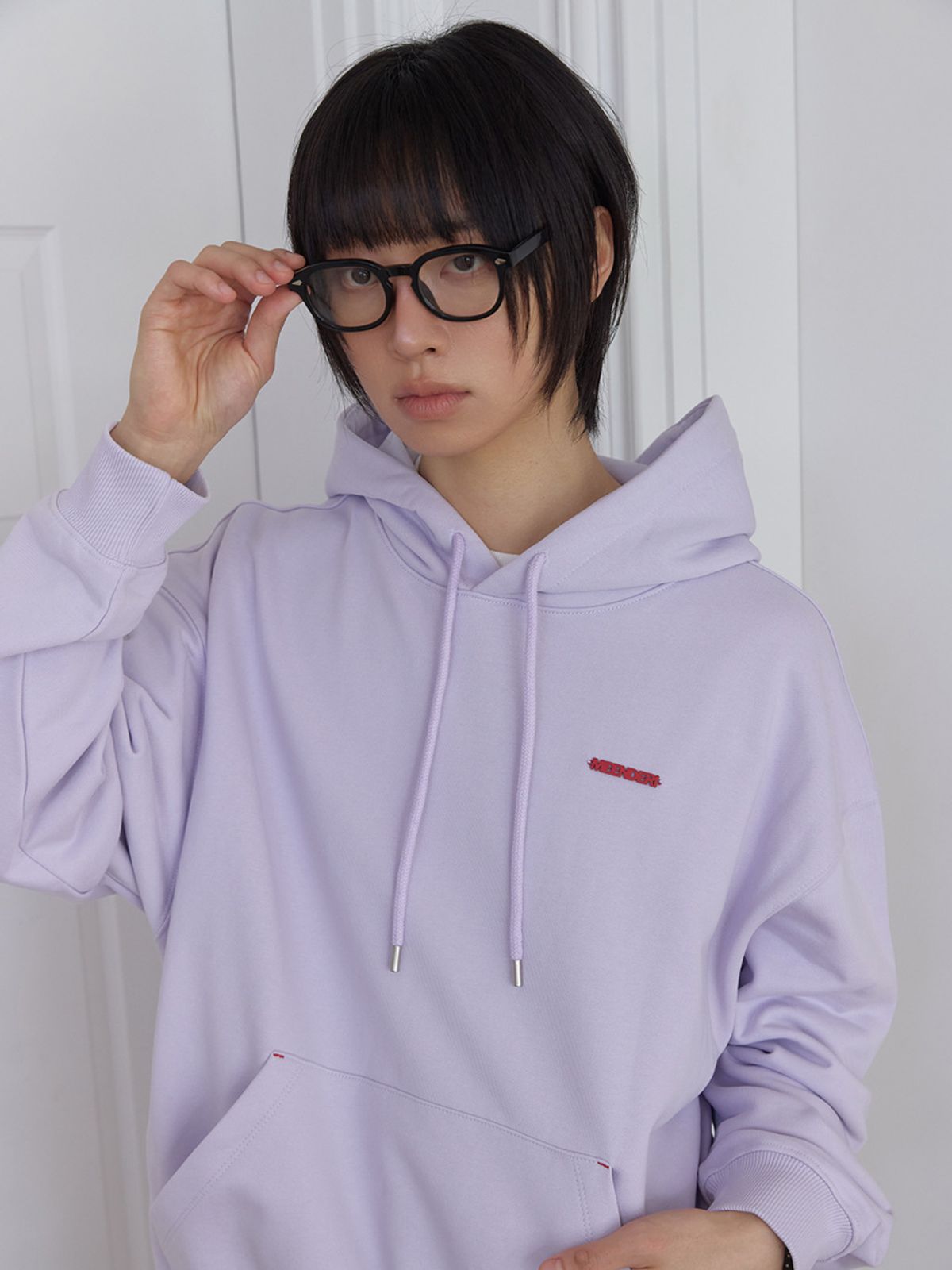 민더리(MEENDERI) [UNISEX] BARTACK STITCH HOODIE - LAVENDER
