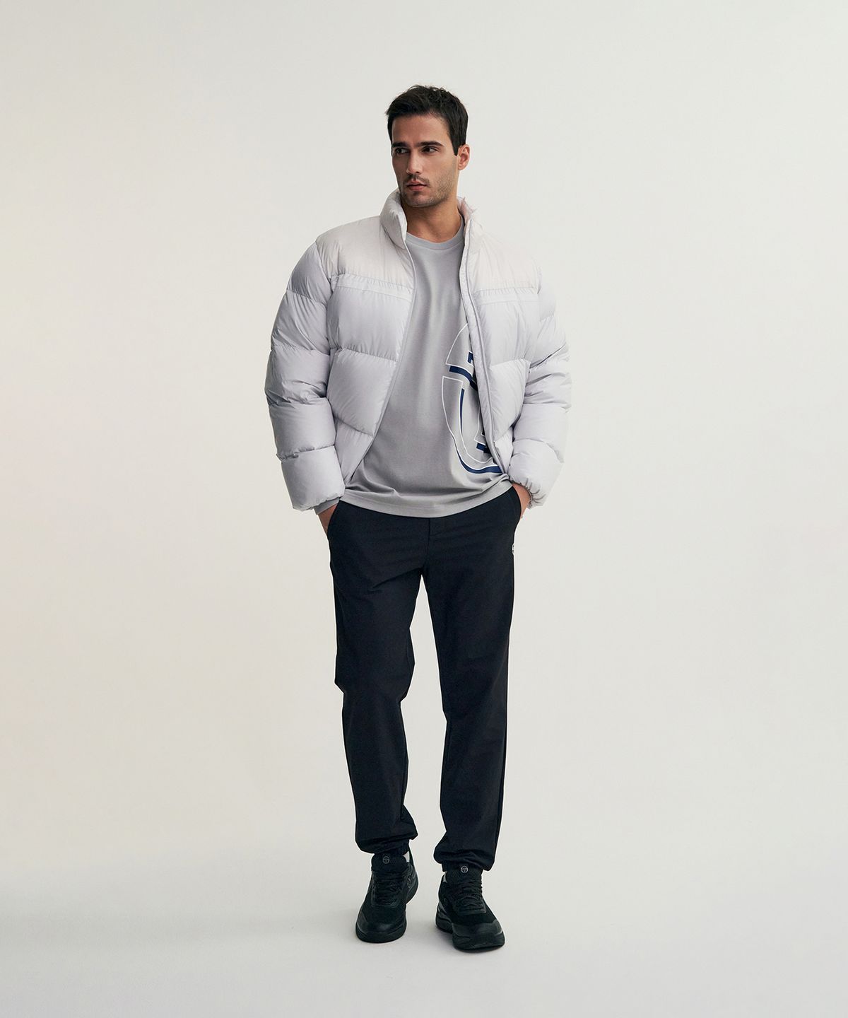 세르지오 타키니(SERGIO TACCHINI) M 데일리 우븐 기모 조거 팬츠 (Black)