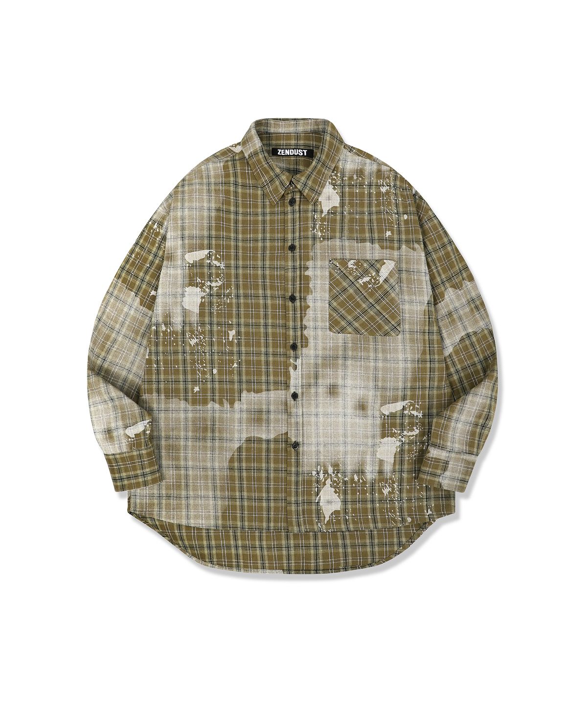 젠더스트(ZENDUST) Rou Painting Overfit Check Shirt BROWN