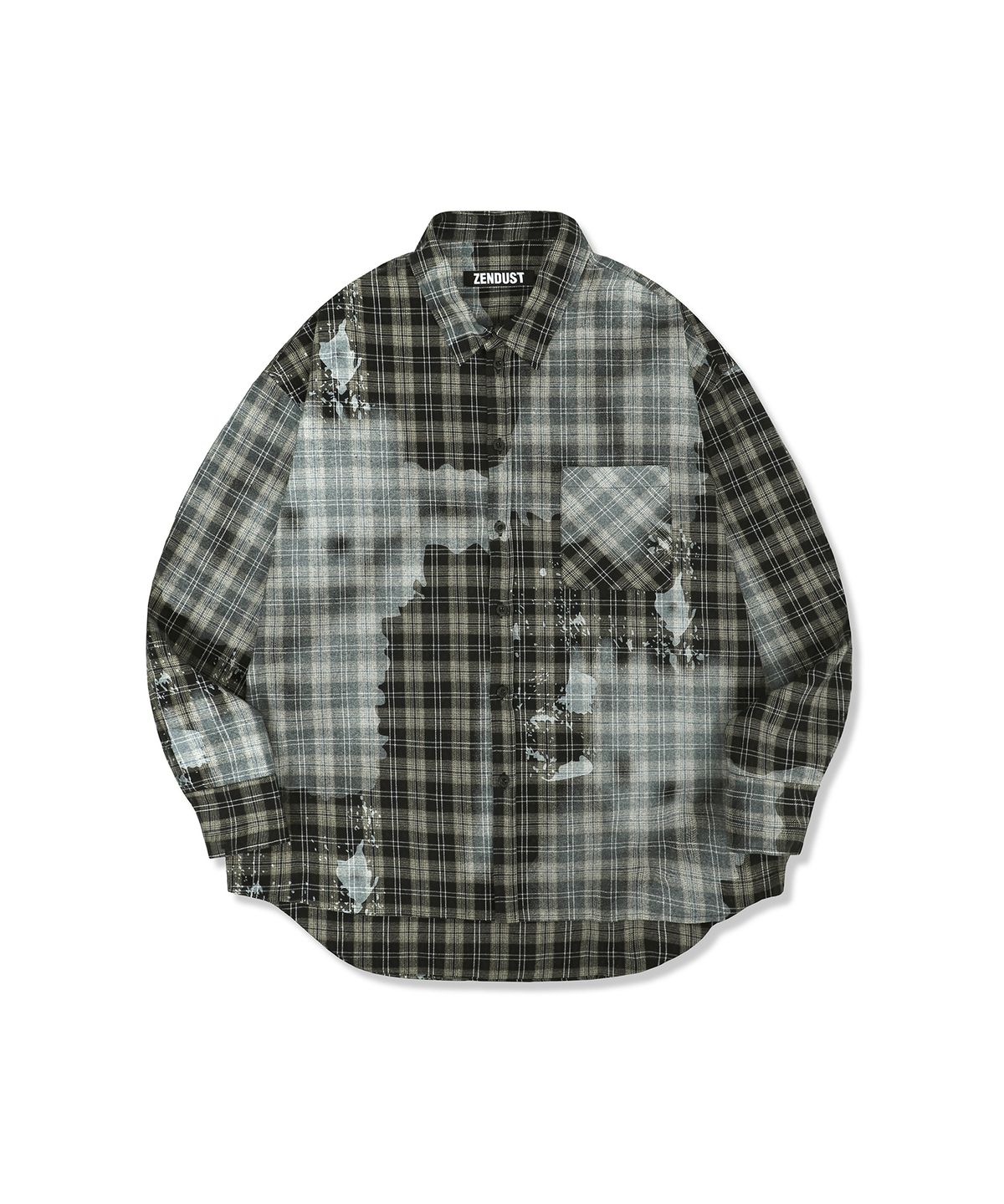 젠더스트(ZENDUST) Rou Painting Overfit Check Shirt BROWN