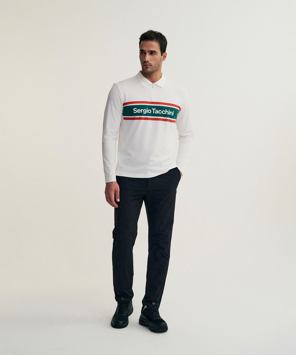 세르지오 타키니(SERGIO TACCHINI) M 데일리 우븐 기모 스트레이트 팬츠 (Black)