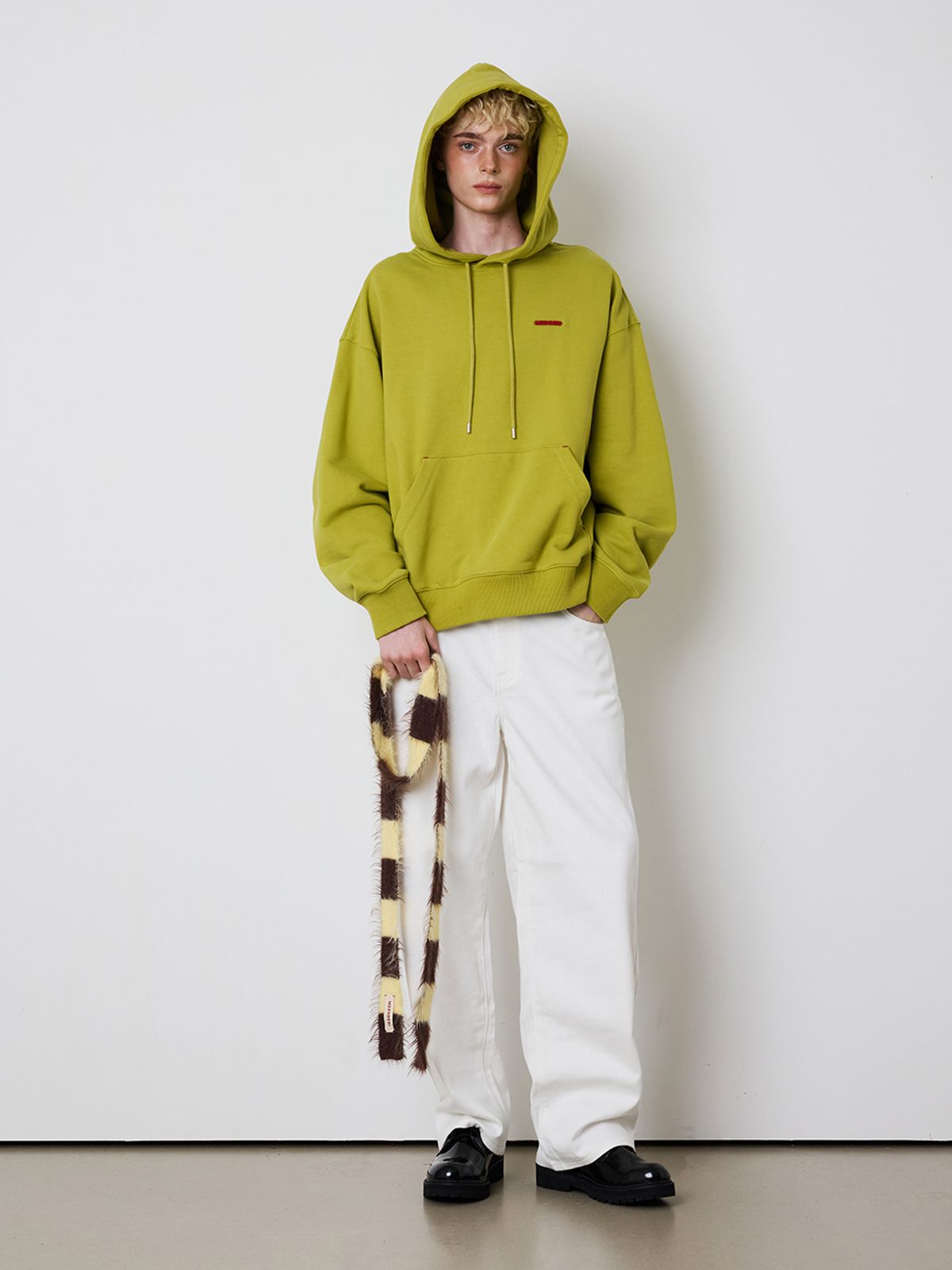 민더리(MEENDERI) [UNISEX] BARTACK STITCH HOODIE - OLIVE