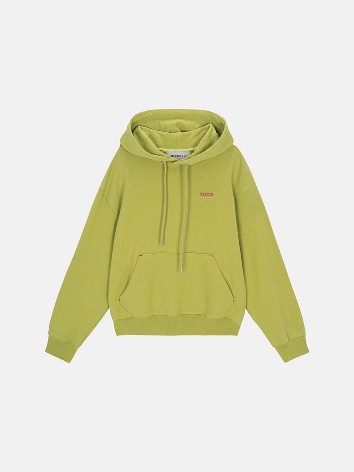 민더리(MEENDERI) [UNISEX] BARTACK STITCH HOODIE - OLIVE