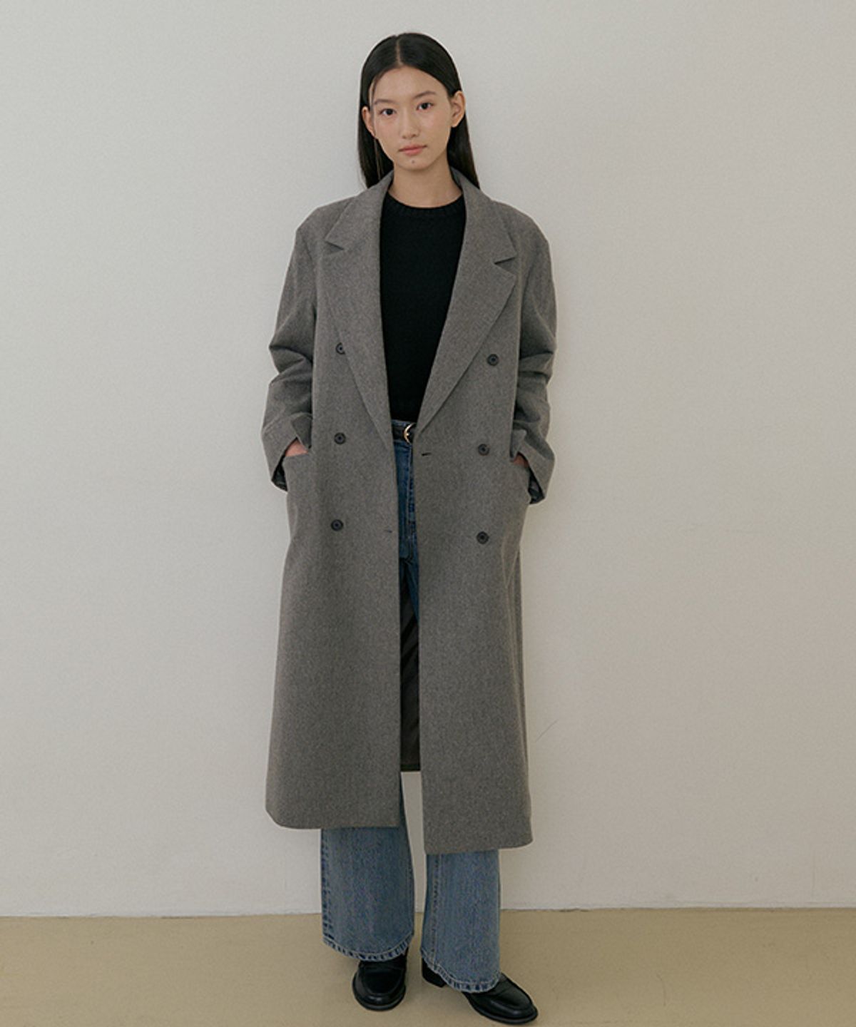 링서울(LINGSEOUL) wool double long coat-gray