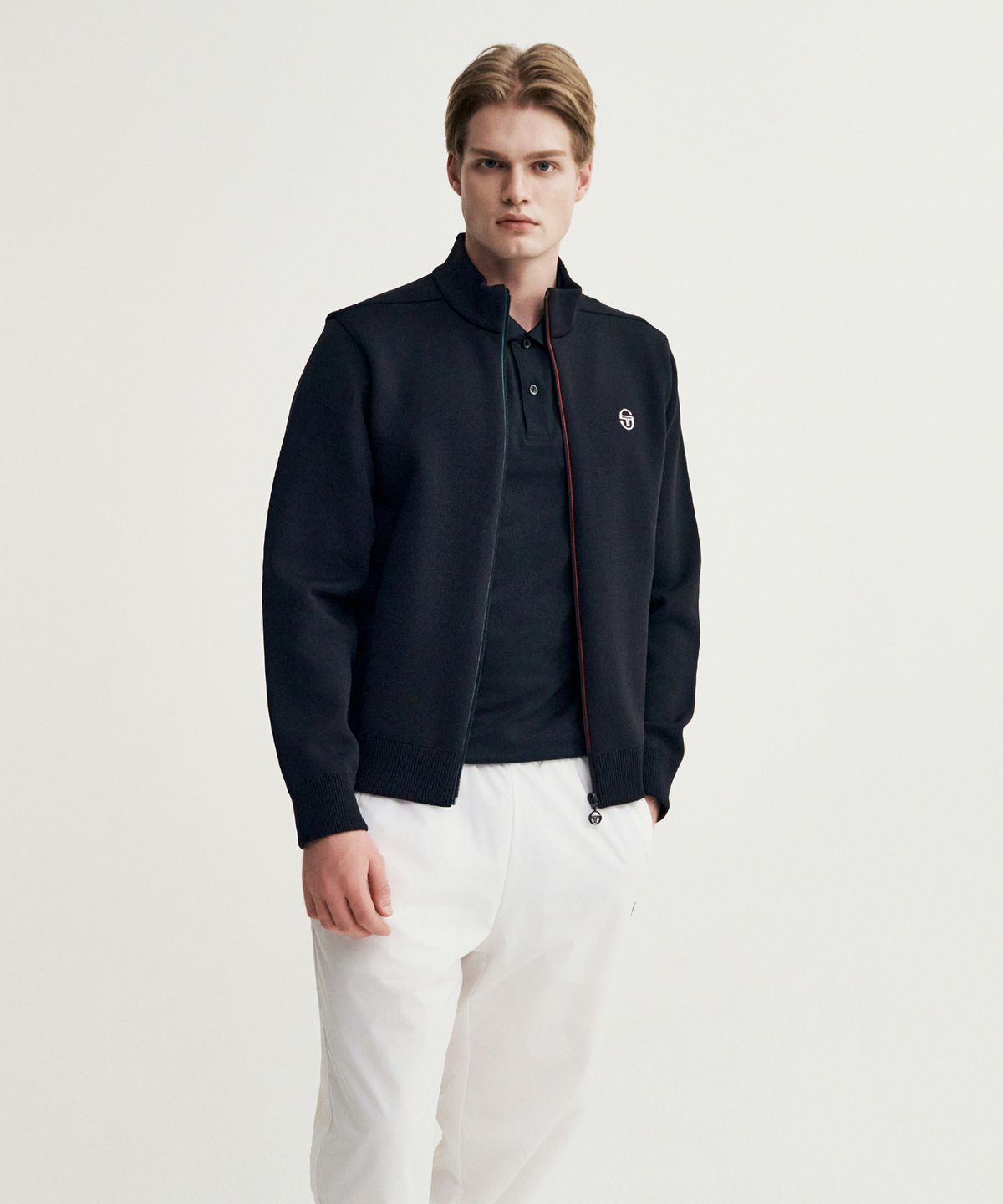 세르지오 타키니(SERGIO TACCHINI) M 플래그 베러니트 집업 가디건 (Black)