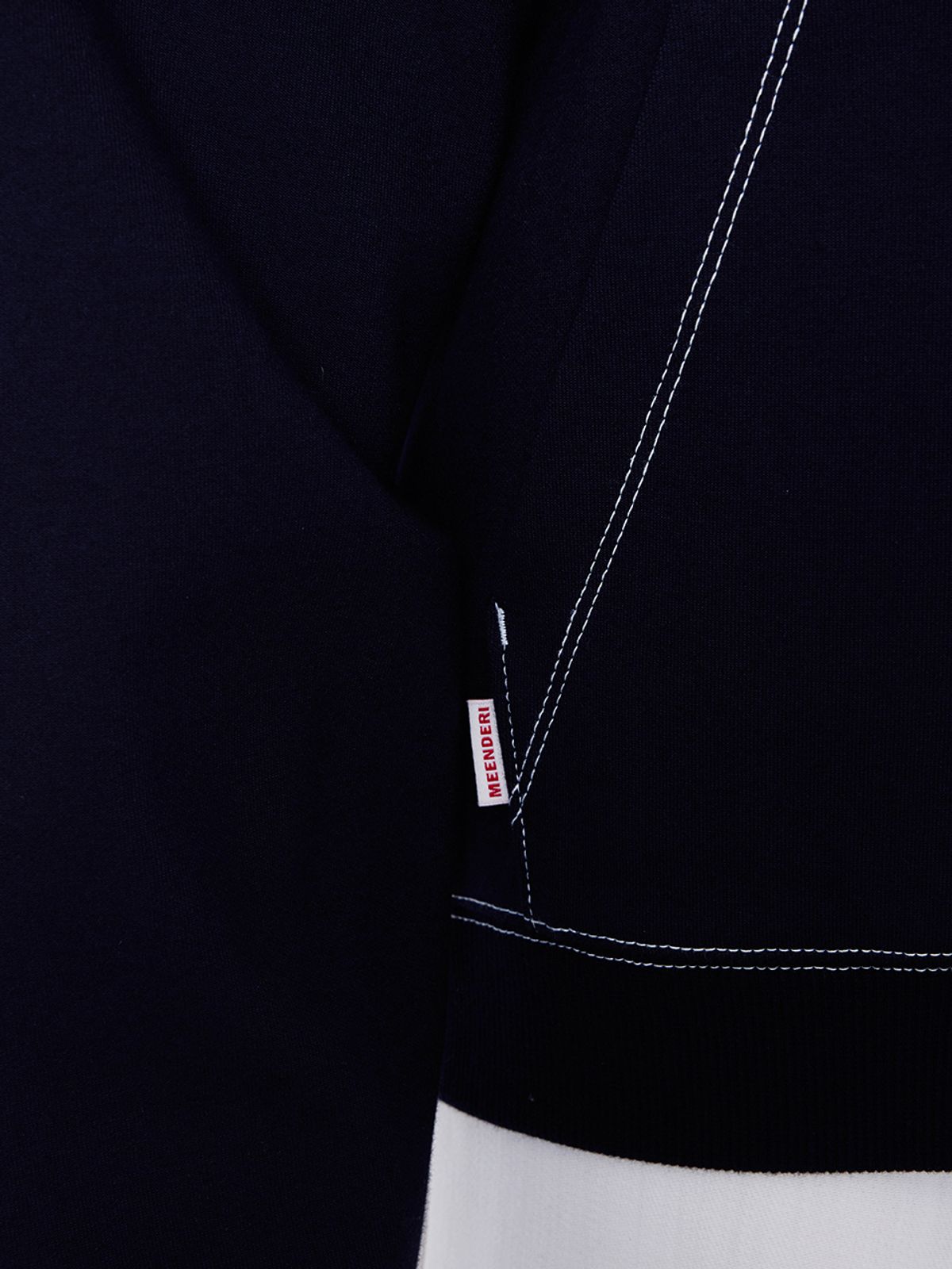 민더리(MEENDERI) [UNISEX] STITCH POCKET ZIP UP HOODIE - NAVY