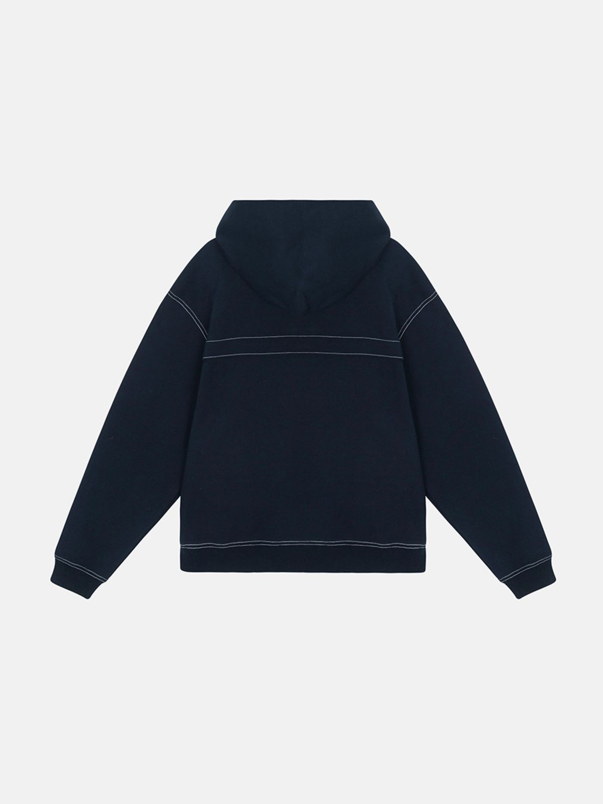 민더리(MEENDERI) [UNISEX] STITCH POCKET ZIP UP HOODIE - NAVY