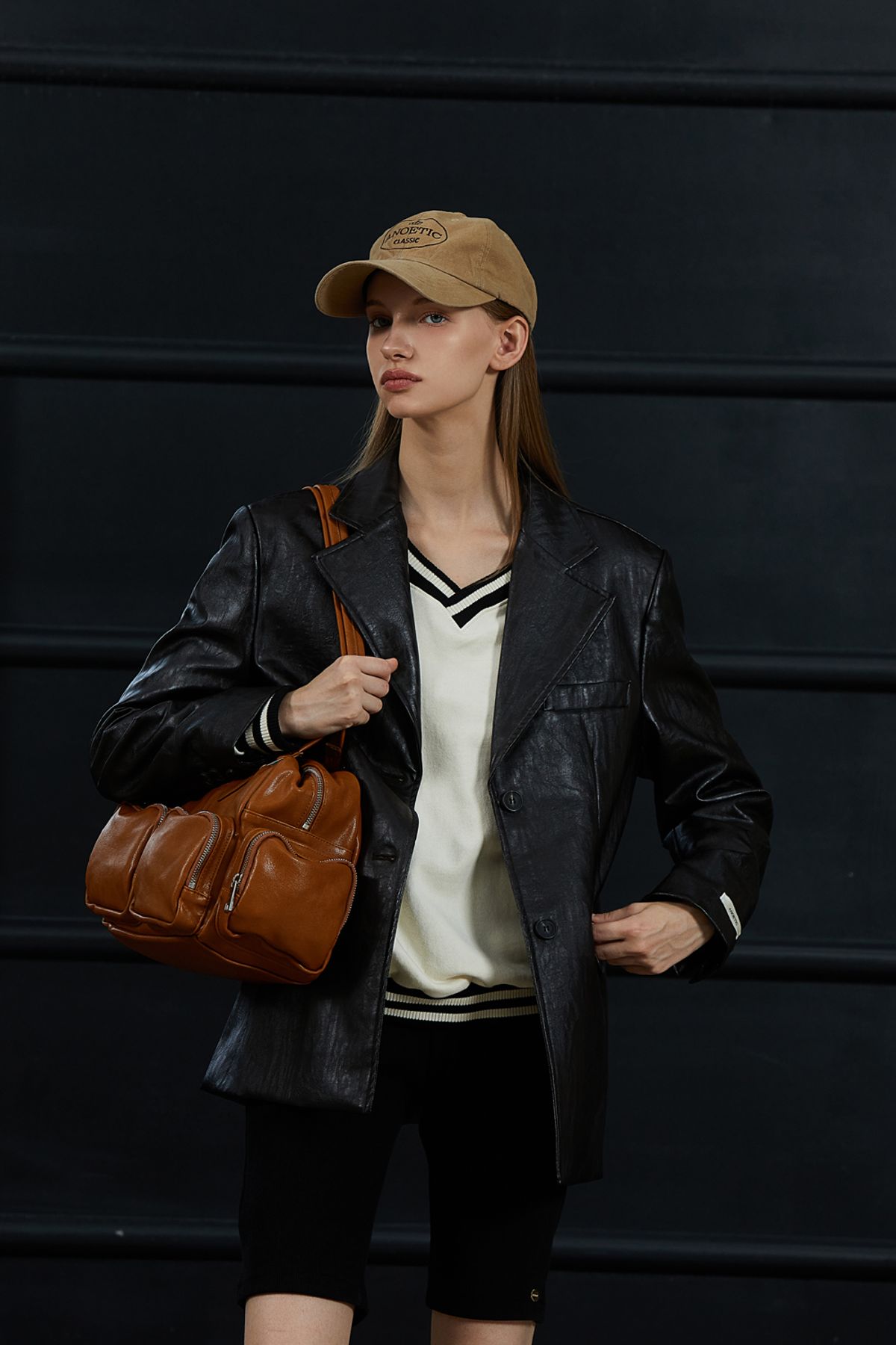 아노에틱(ANOETIC) ANC FAUX LEATHER JACKET_BROWN