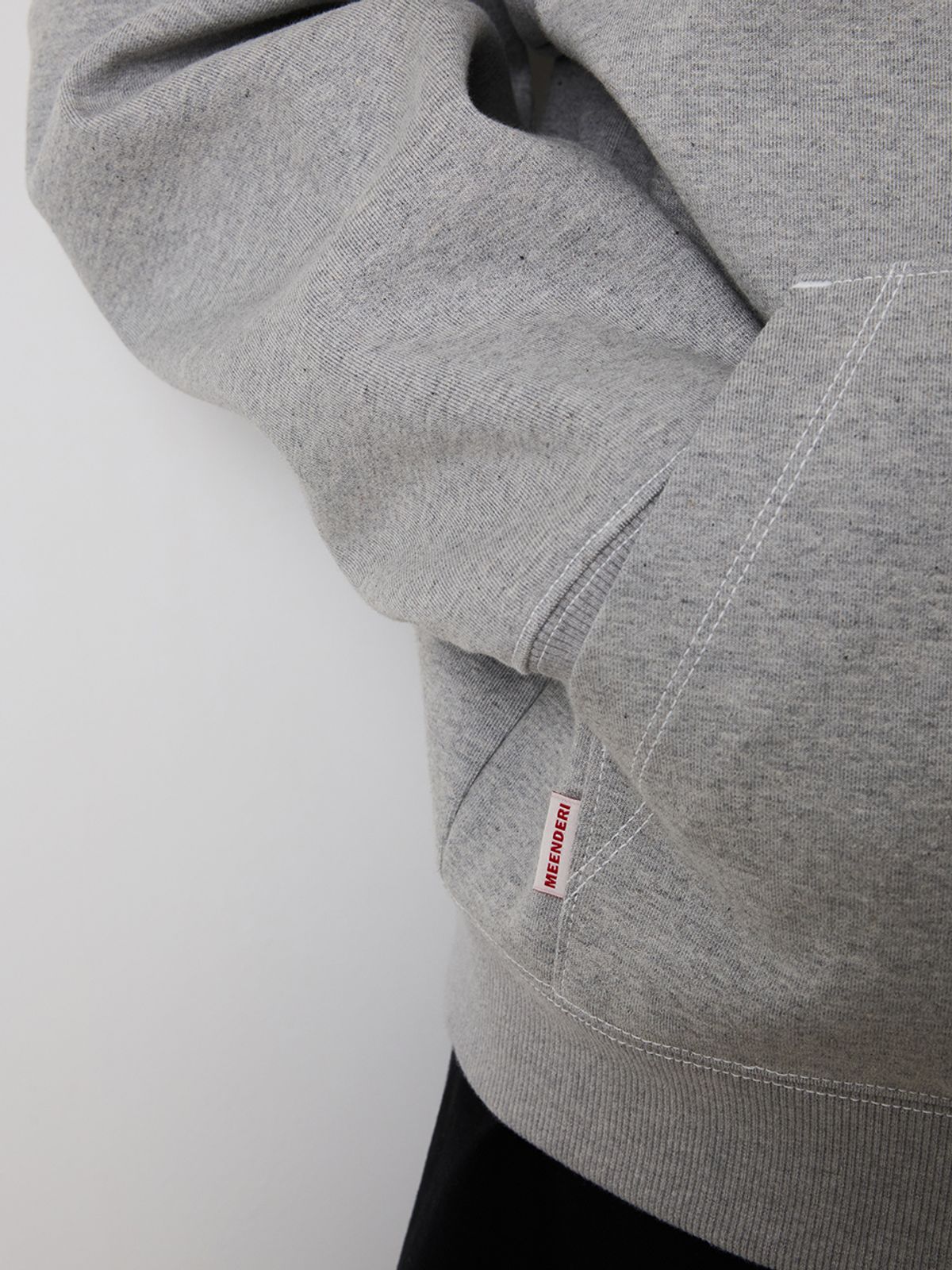 민더리(MEENDERI) [UNISEX] STITCH POCKET ZIP UP HOODIE - GREY